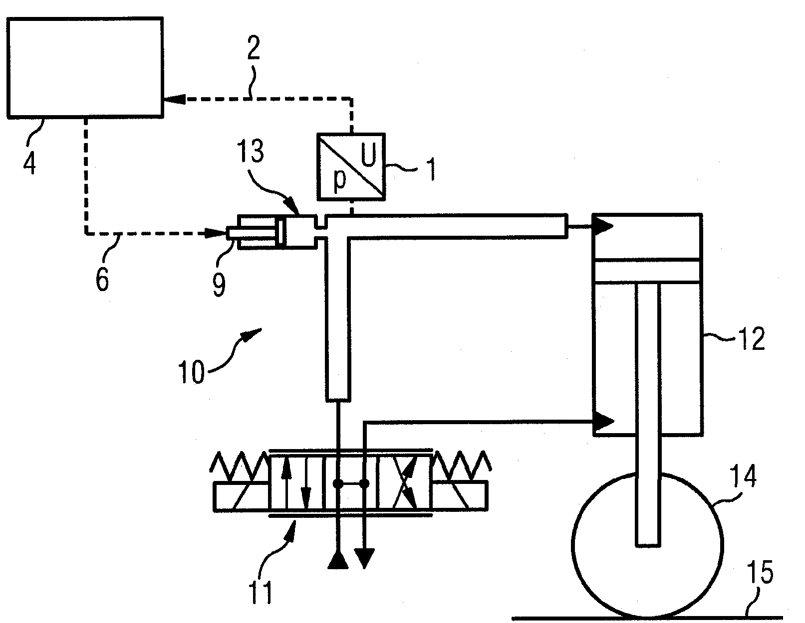 Method and device for the semi-active reduction of pressure oscillations in a hydraulic system