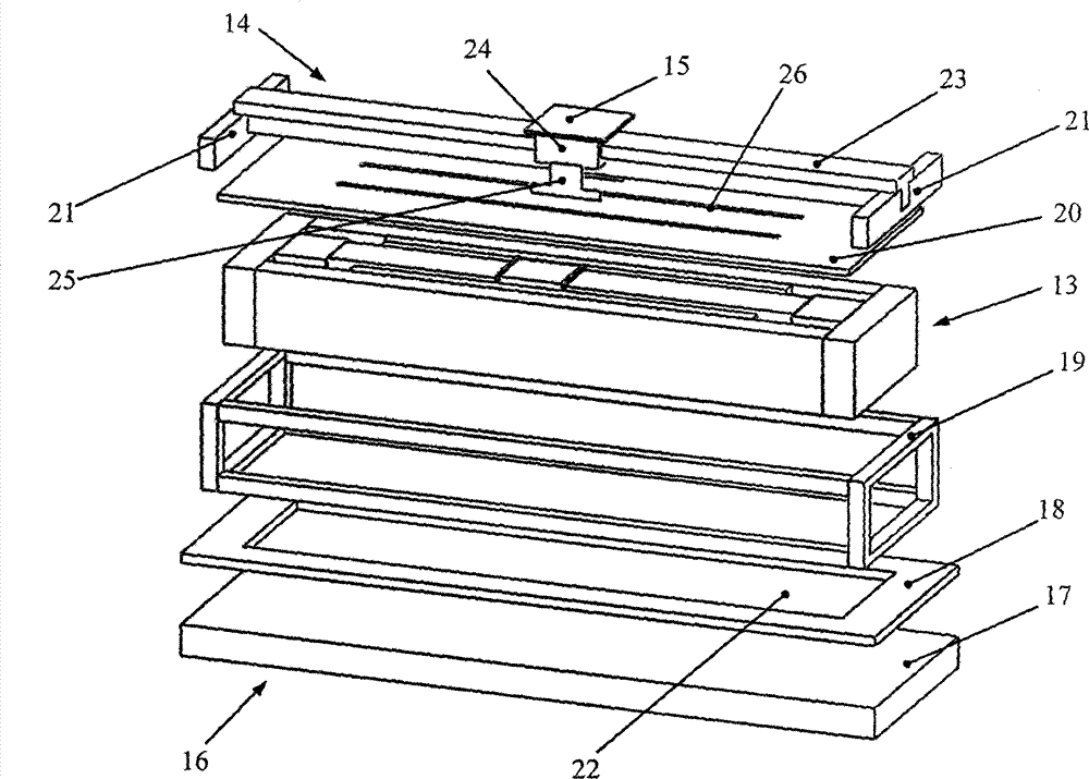 Rectangular open magnetic field type low-frequency vibration calibration table with double-magnetic-circuit two-end symmetric excitation