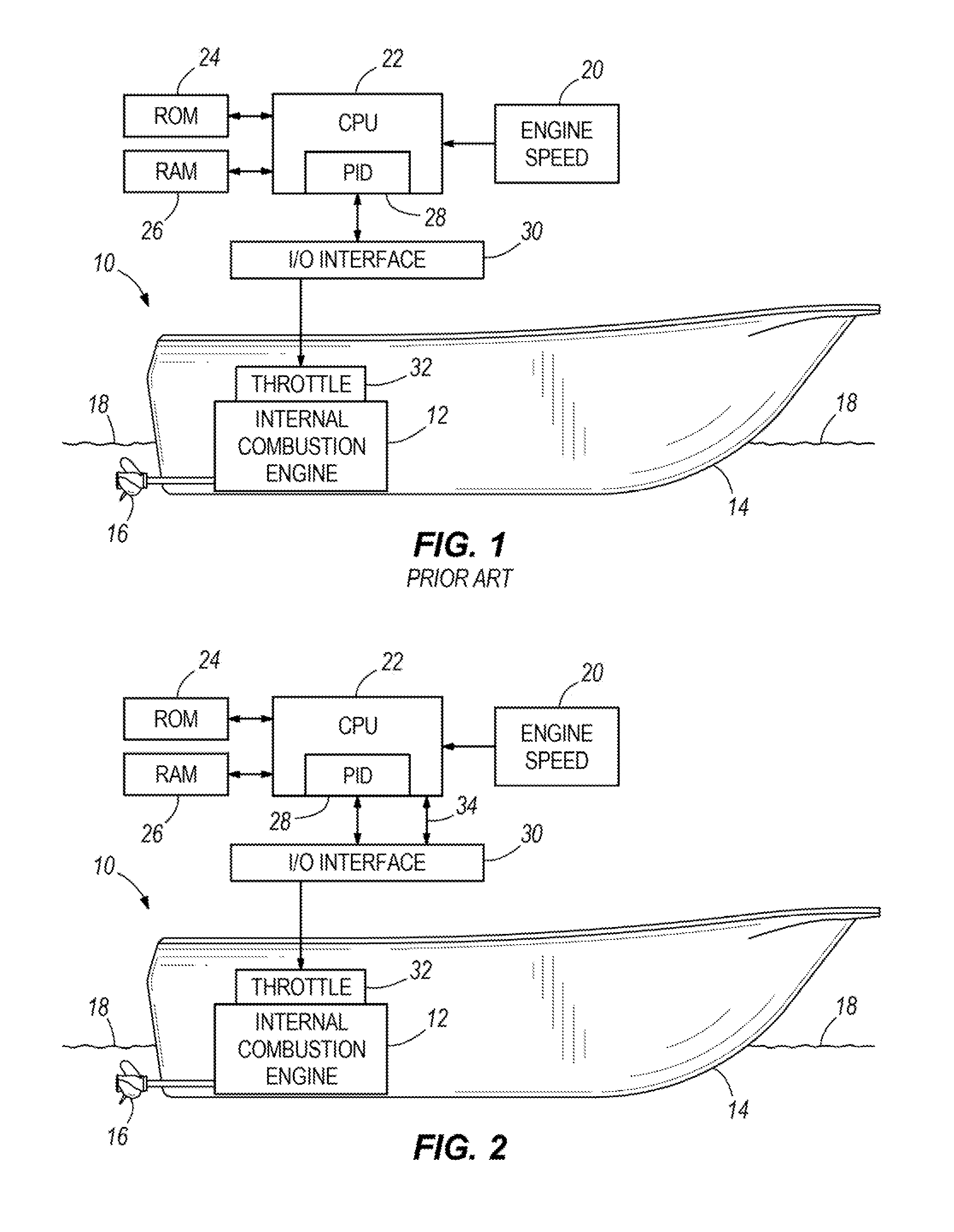 Marine propulsion system with efficient engine speed delta