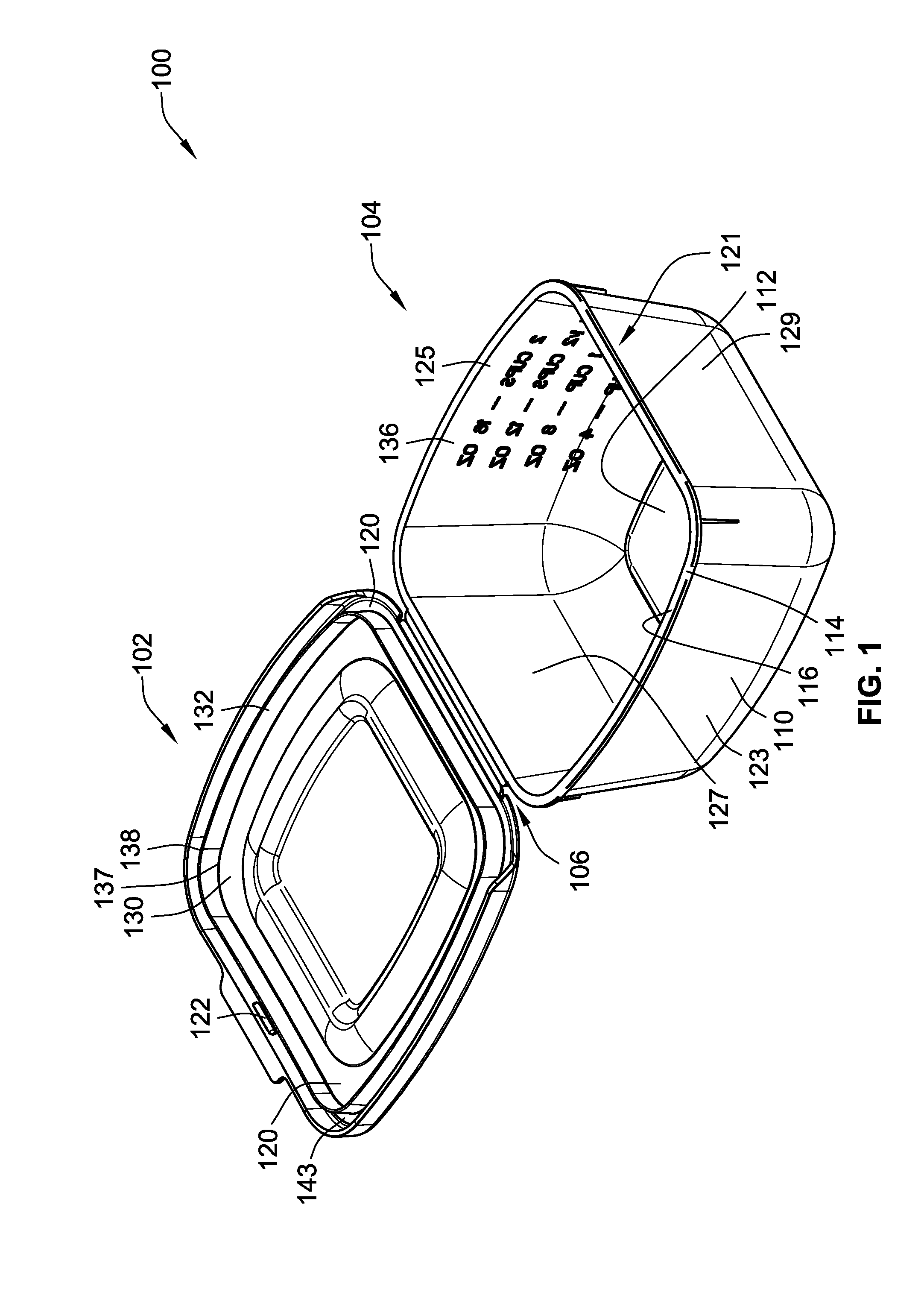 Container having a pre-curved lid