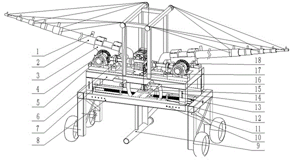 Automatic stretching type sprinkling irrigation trolley