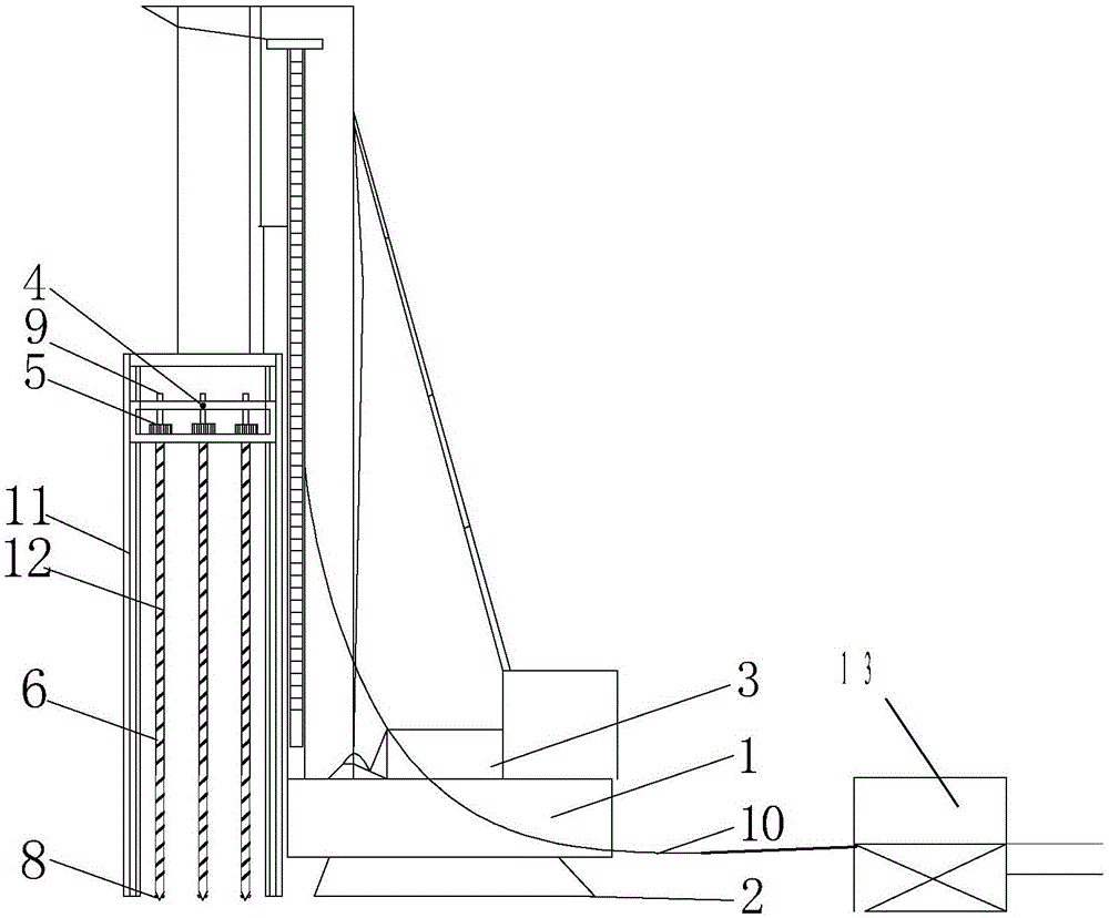 Multi-head minor-diameter long-spiral drilling machine and application thereof in construction of cast-in-situ major-diameter tubular pile