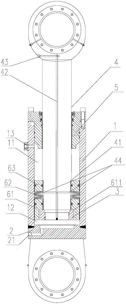 Hydraulic oil cylinder of thrust floating buffer industrial furnace