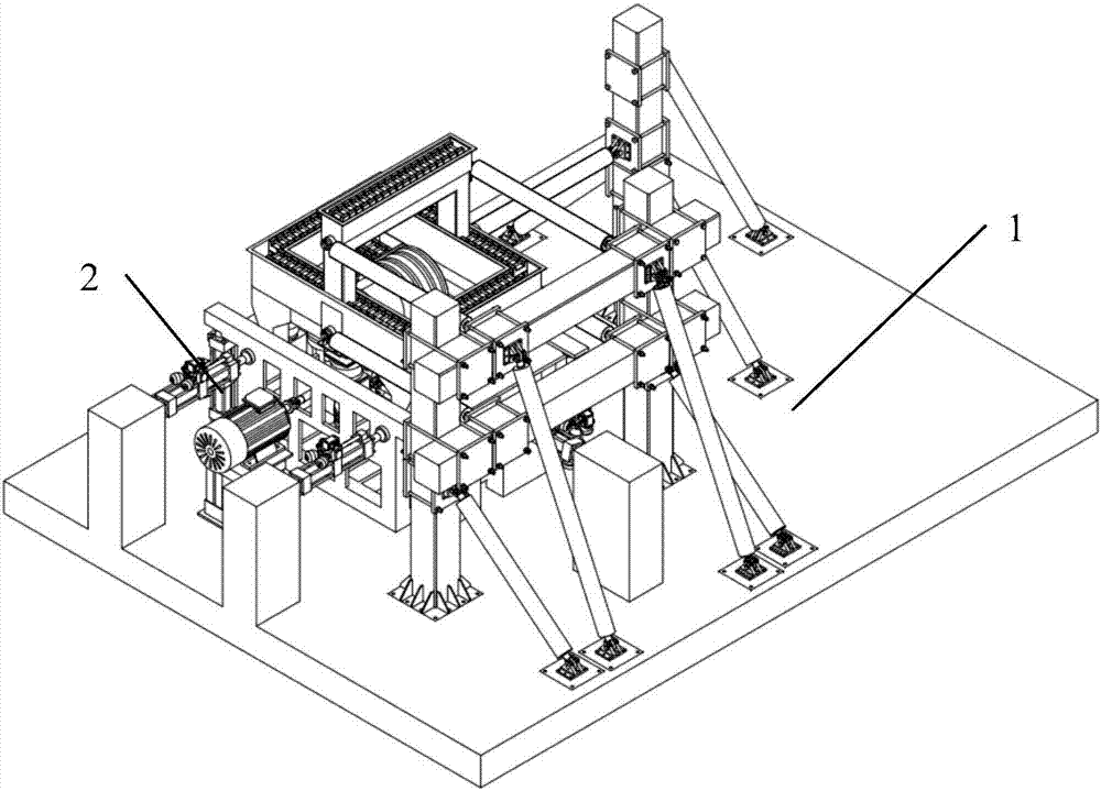 Six-degree-of-freedom simulation loading test bench for monorail train bogies