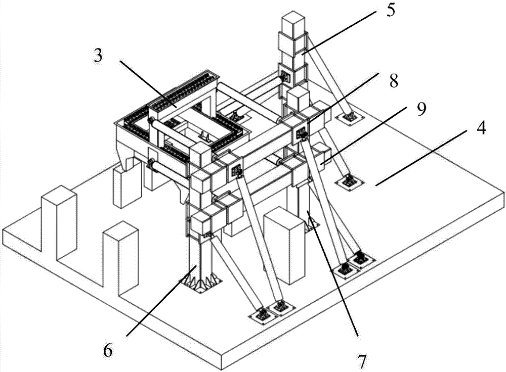 Six-degree-of-freedom simulation loading test bench for monorail train bogies