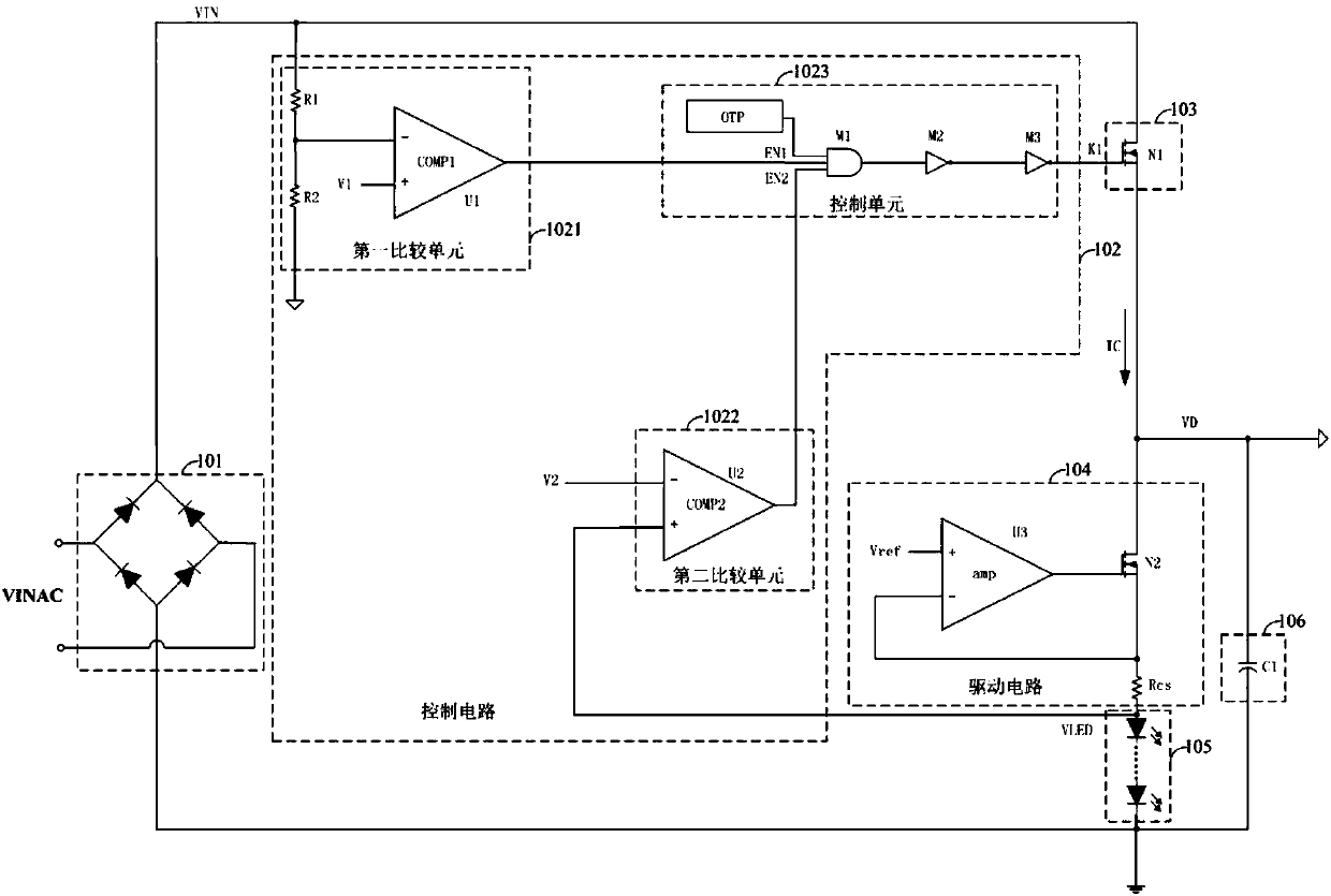 LED constant current drive circuit and its control method