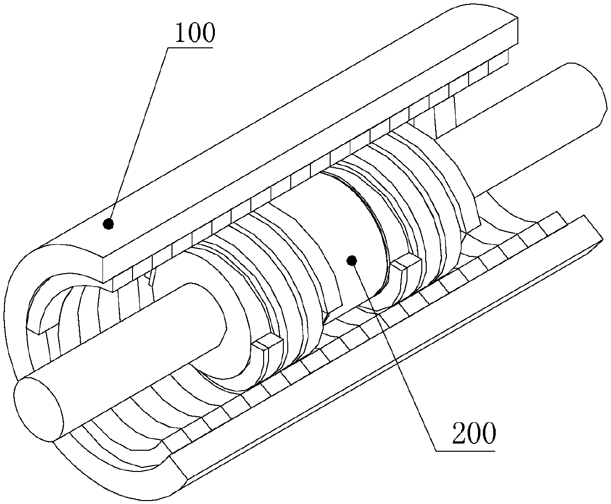 Single winding hybrid excitation magnetic lead screw