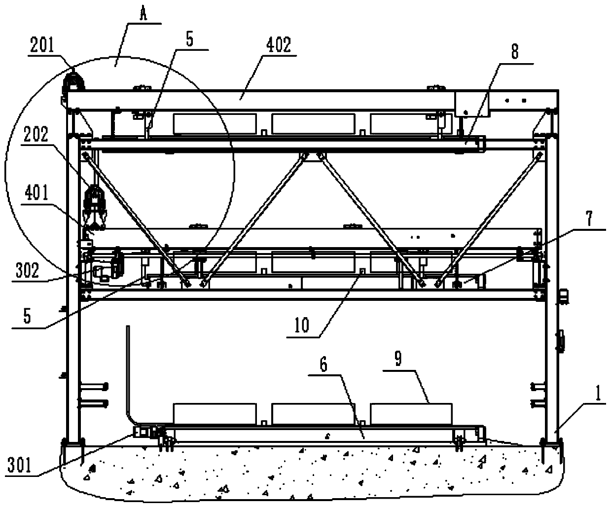 Lifting type three-dimensional storage device