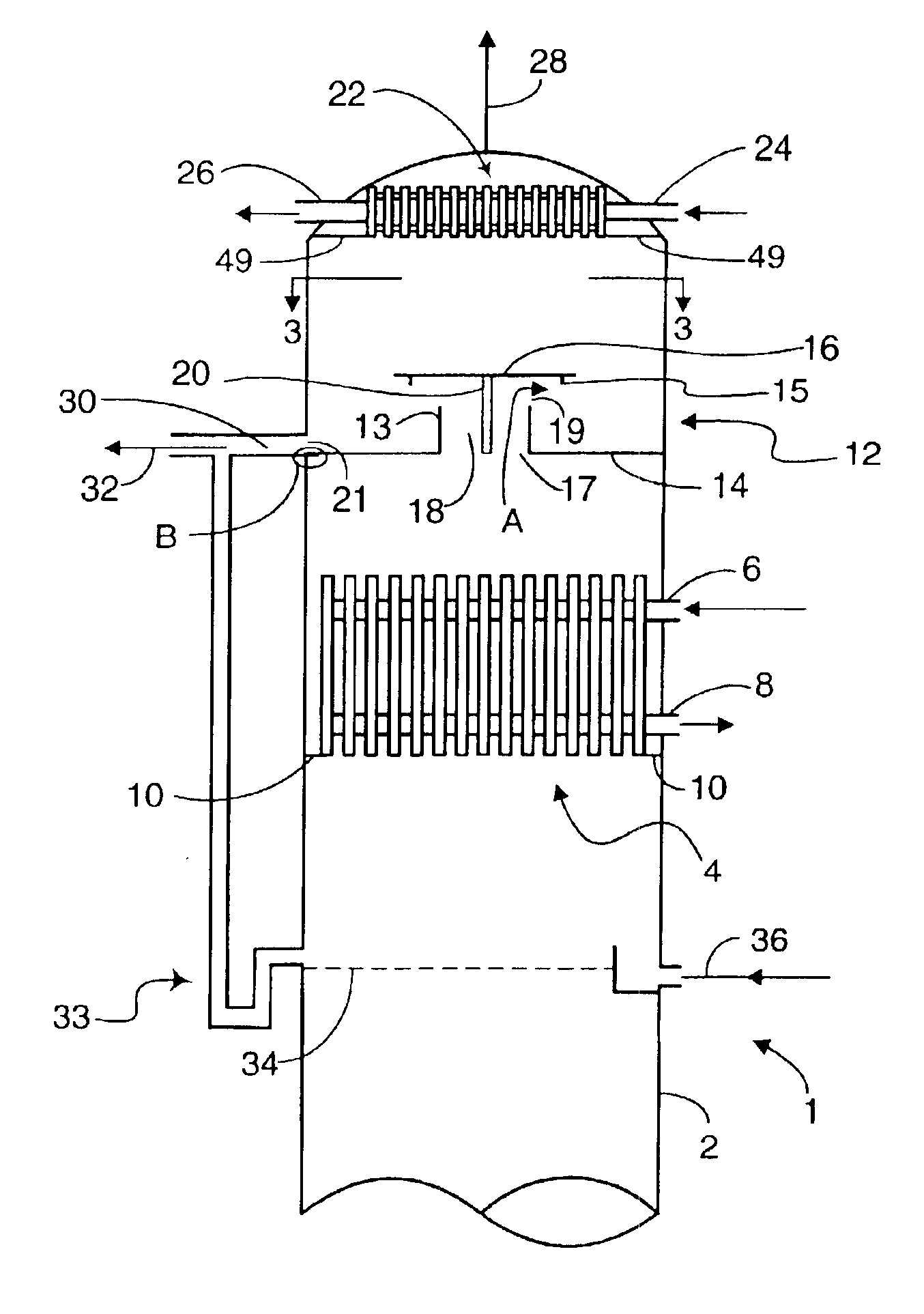 Shielding of heat exchangers in columns