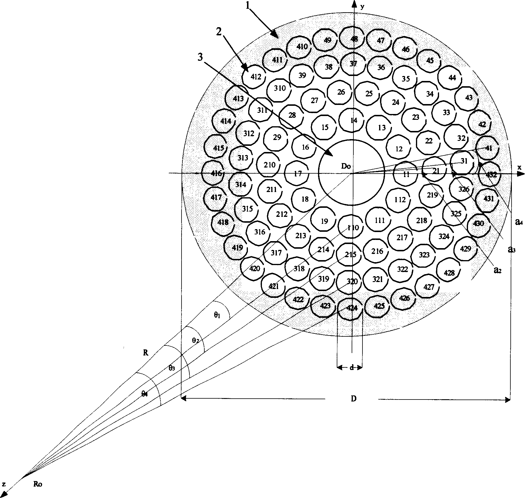 Wide focal domain phased array focusing ultrasonic transducer