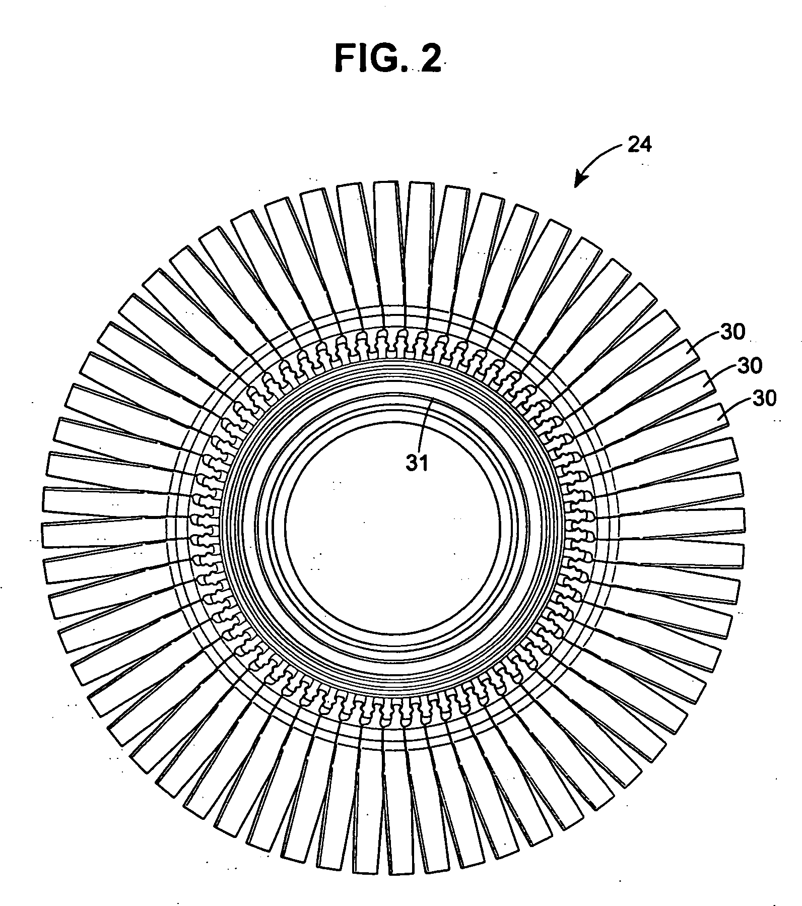 Apparatus and method for reducing operating stress in a turbine blade and the like