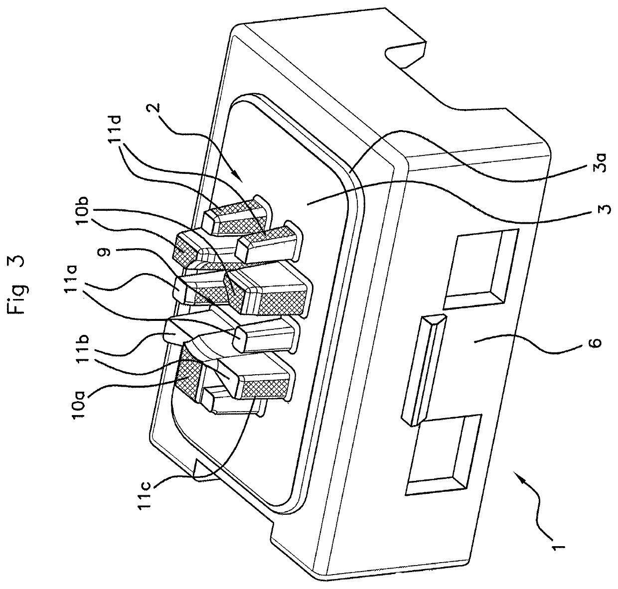 Electronic push button for a motor vehicle door handle with activation pattern made up of studs