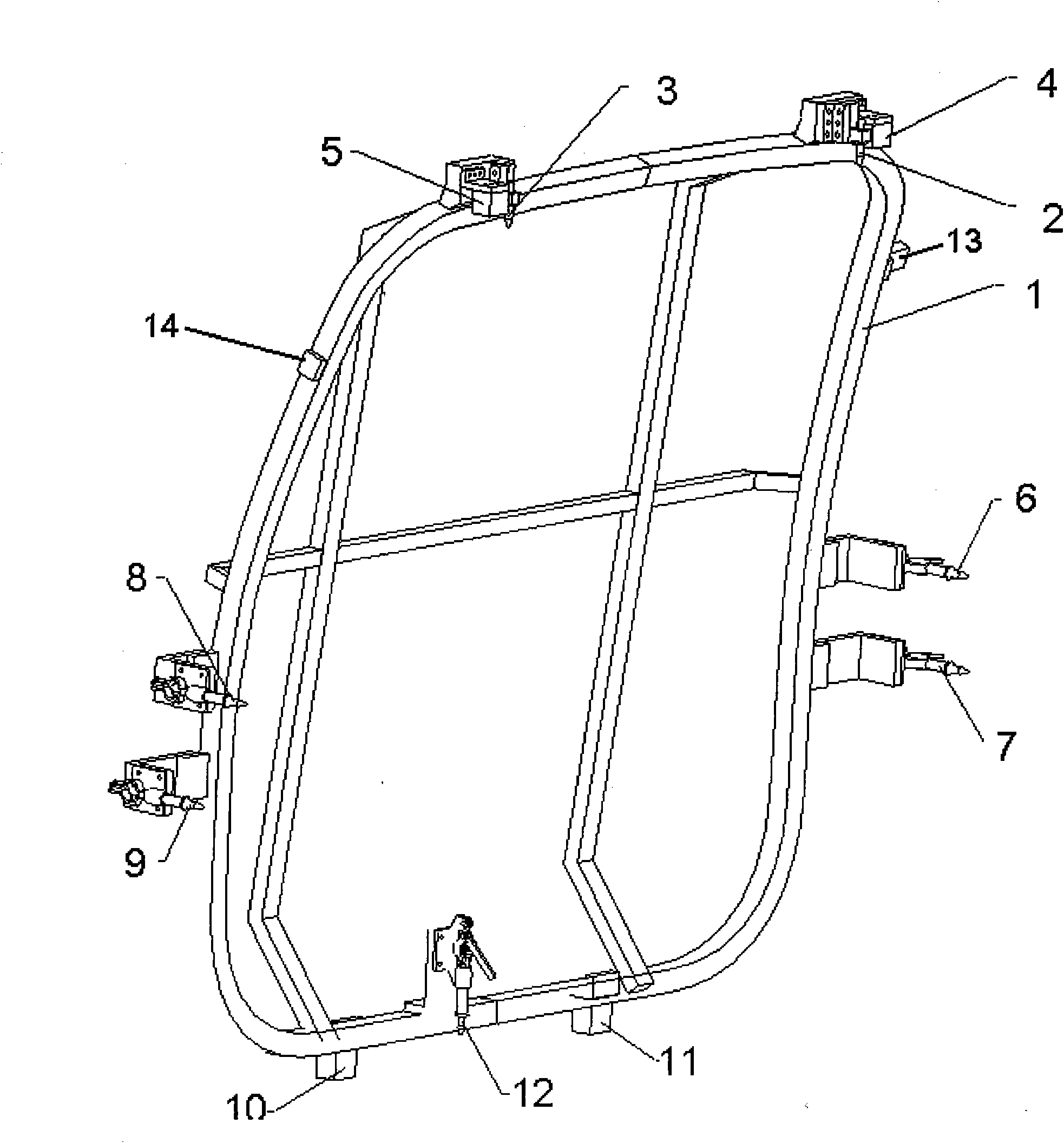 White automobile body tail doorframe checking tool and tail doorframe size detection method