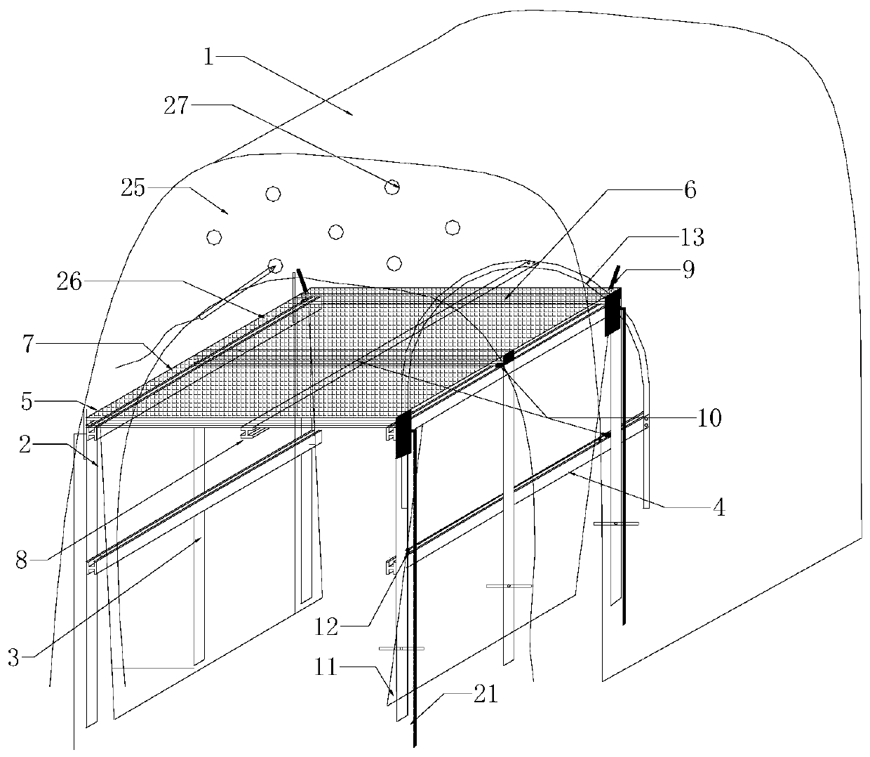 Complex terrain steep rock mass top-down tunnel portal tunnel entrance and construction method