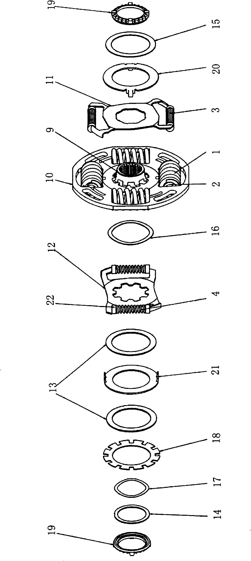 Novel vibration damper of clutch driven plate, with rotation angle added