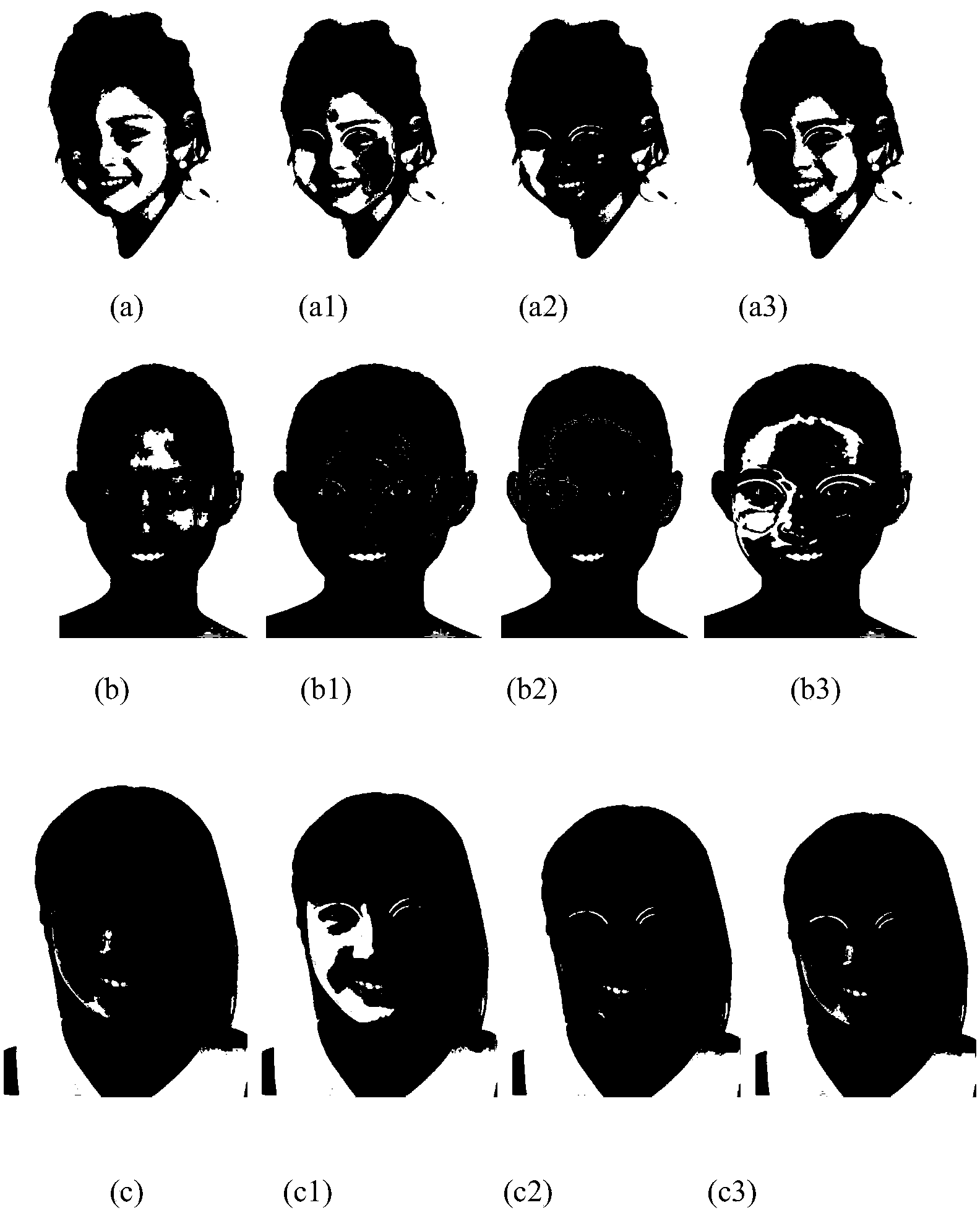 Camouflage facial makeup realizing method for cell phone games