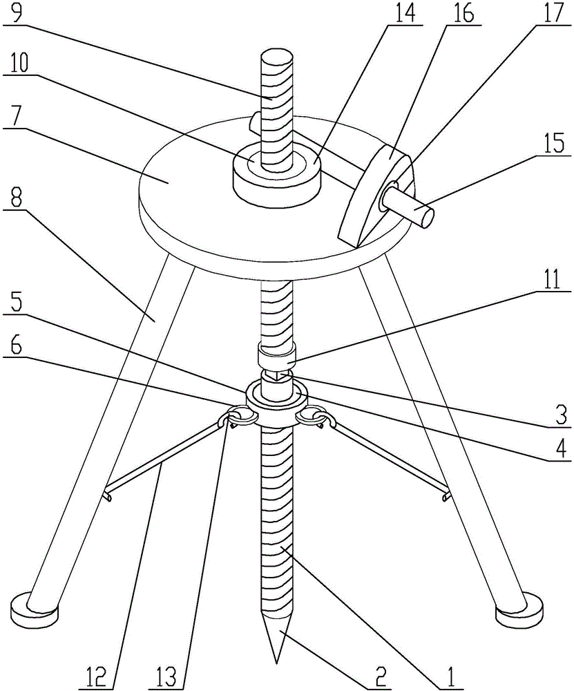 Grounded drill rod easy to insert and pull and special inserting and pulling tool