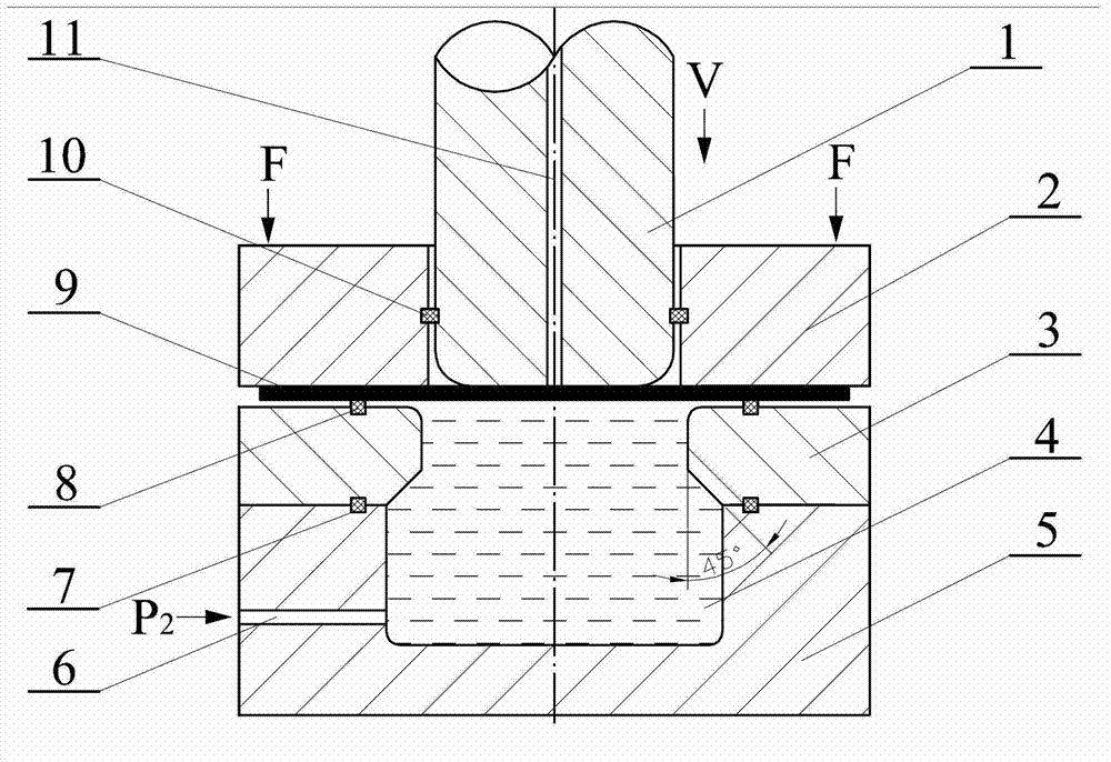 Hydraulic forming device and method of reducing cylindrical part