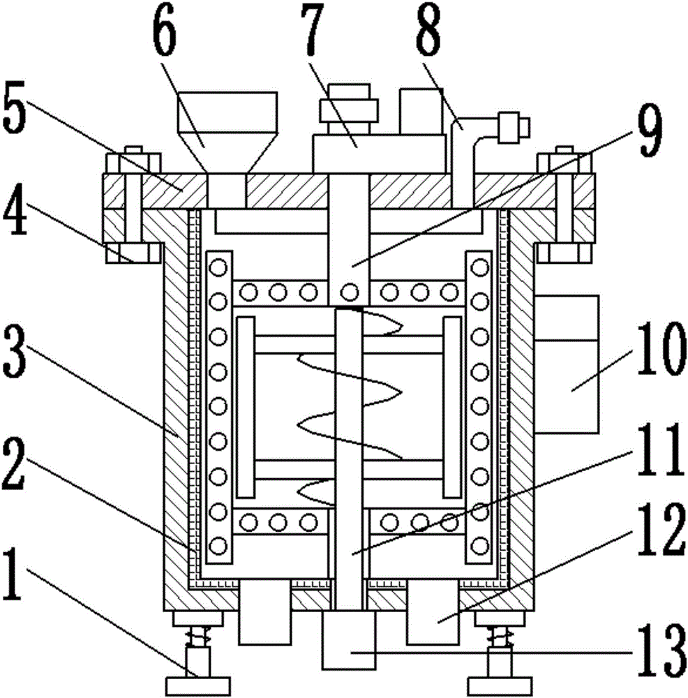 Vertical type glutinous rice glue stirring equipment with cleaning device