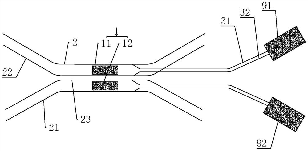 Double-rail traffic line shared vehicle depot wiring form and double-island platform thereof