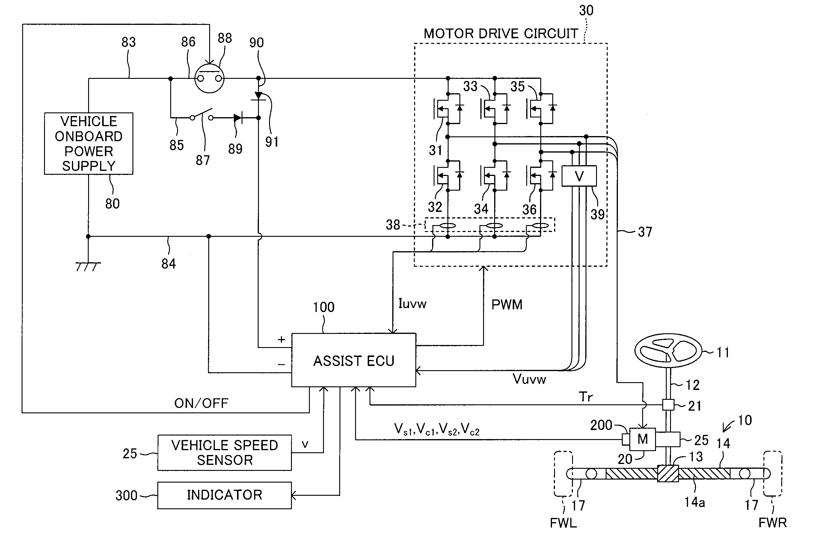 Rotational-angle detection device and electric power-steering device provided with rotational-angle detection device