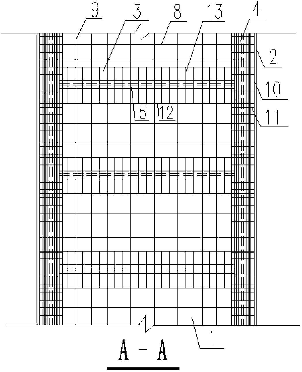 Powerful confined concrete core wall with obvious columns and hidden beams