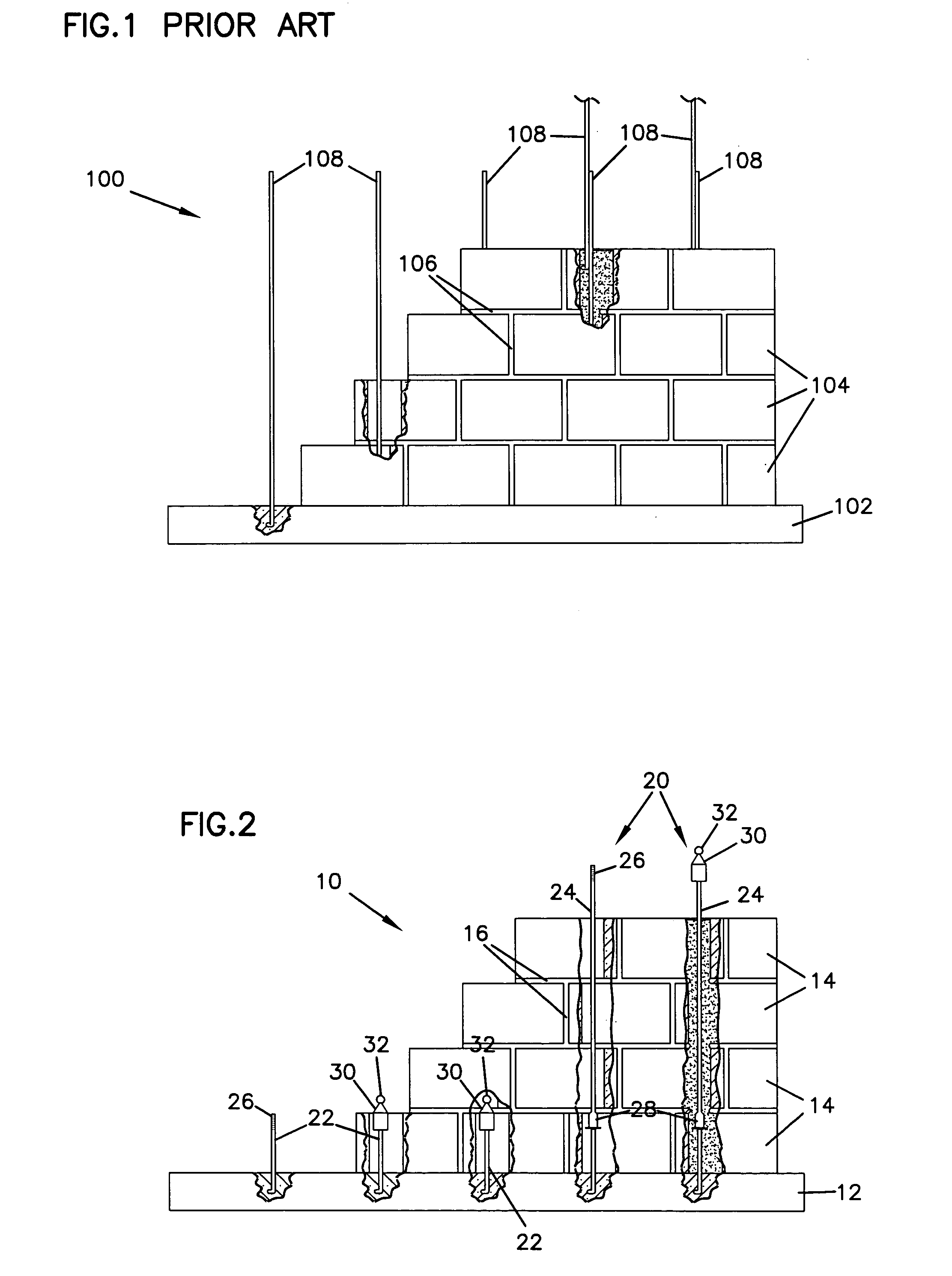 Rebar reinforced masonry wall system and method