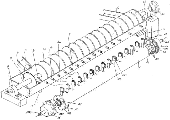 Matched structure of cooling device of intermediate frequency furnace for heating steel bar and steel ball quenching device