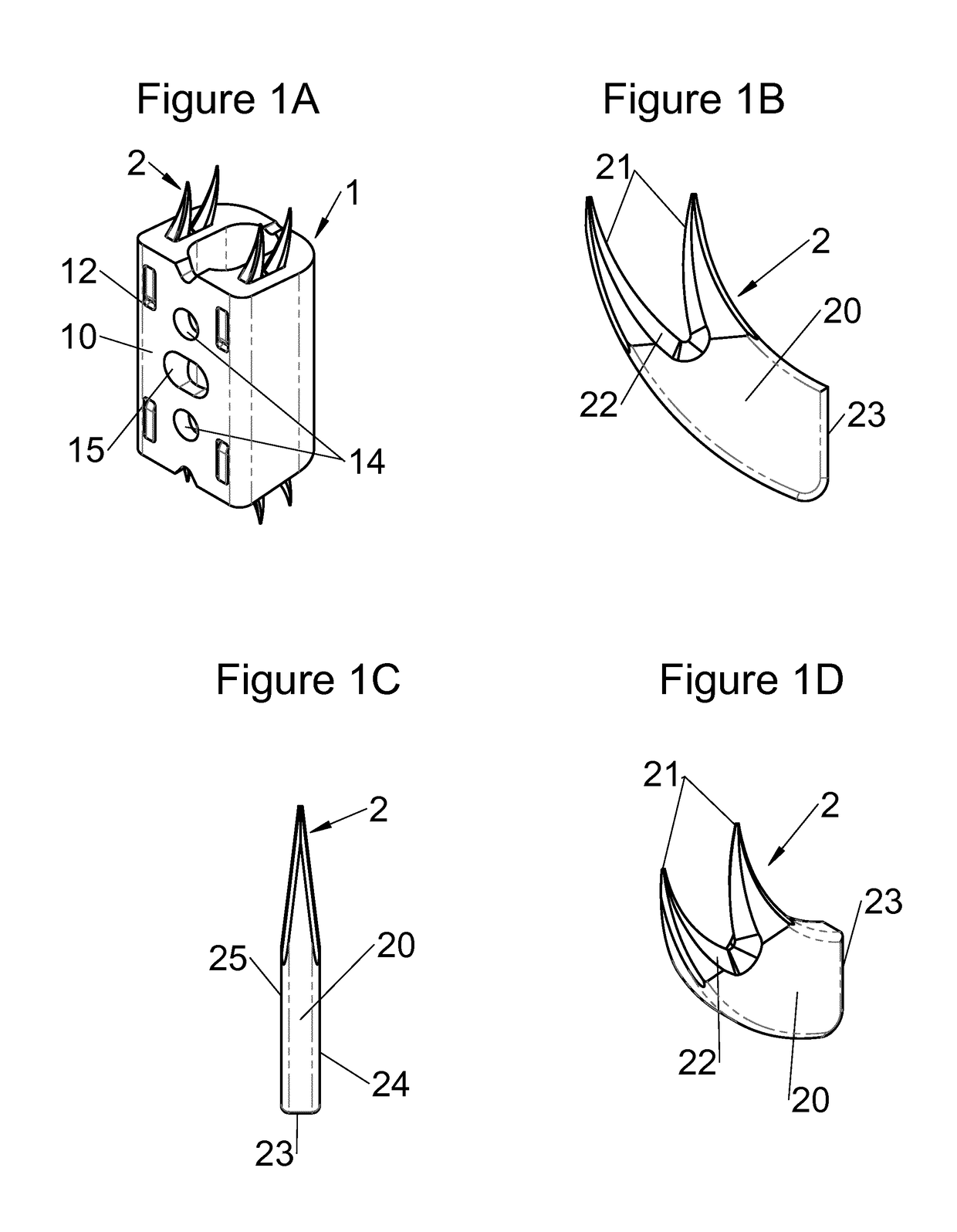 Vertebral implant, vertebral fastening device of the implant and implant instrumentation