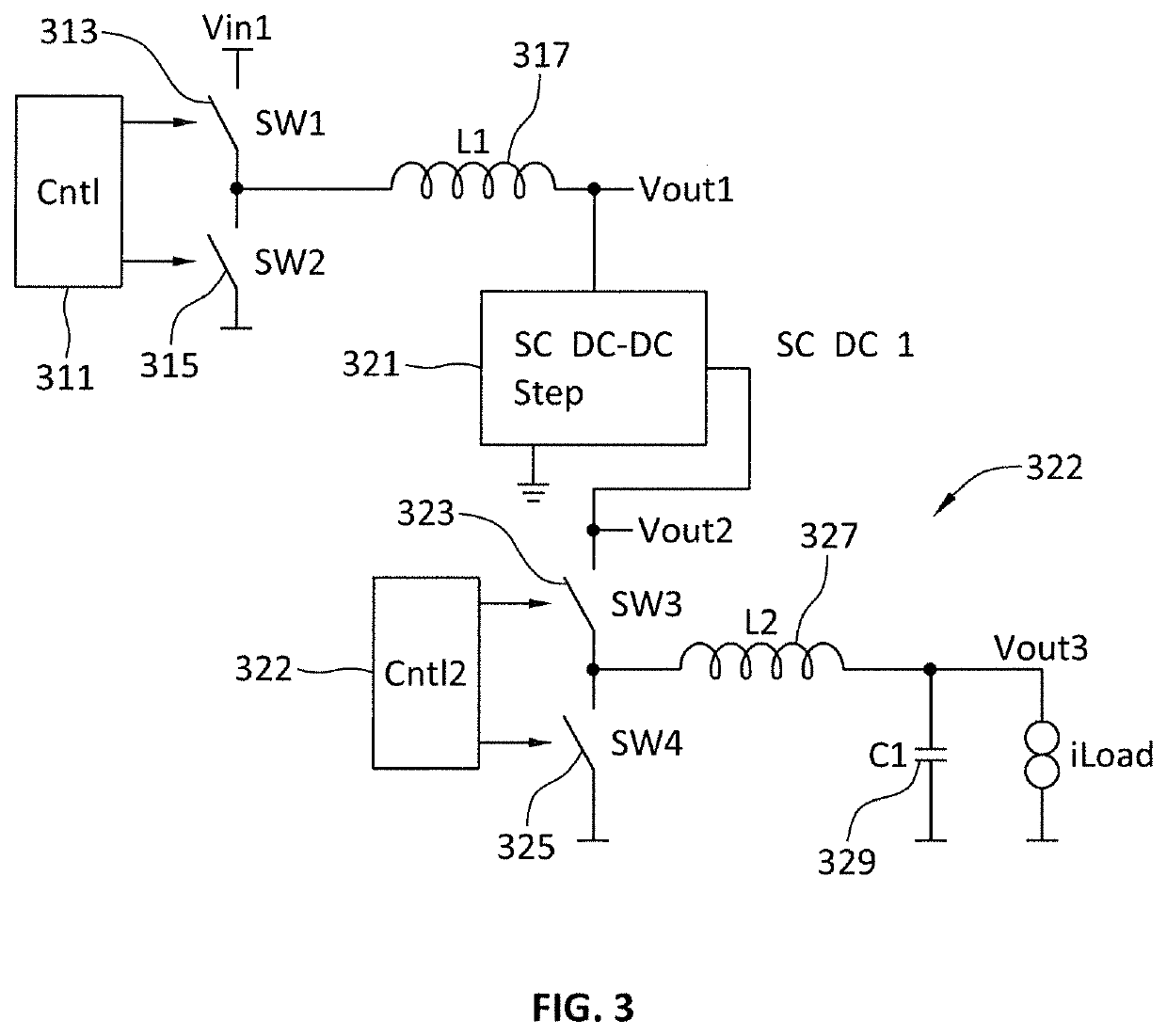 Combined inductive and switched capacitive power supply conversion