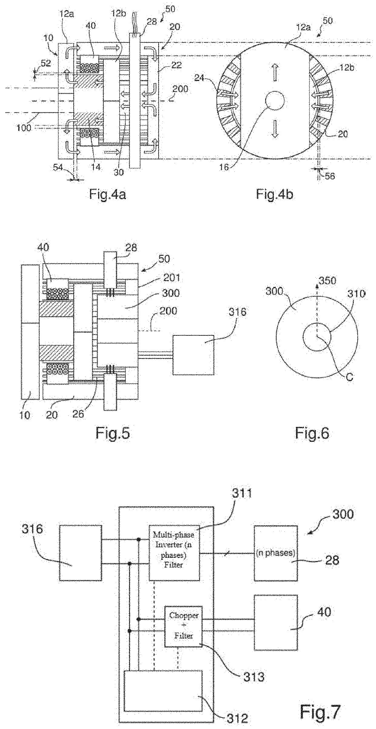 Synchronous electrical machine with rotor having angularly shifted portions