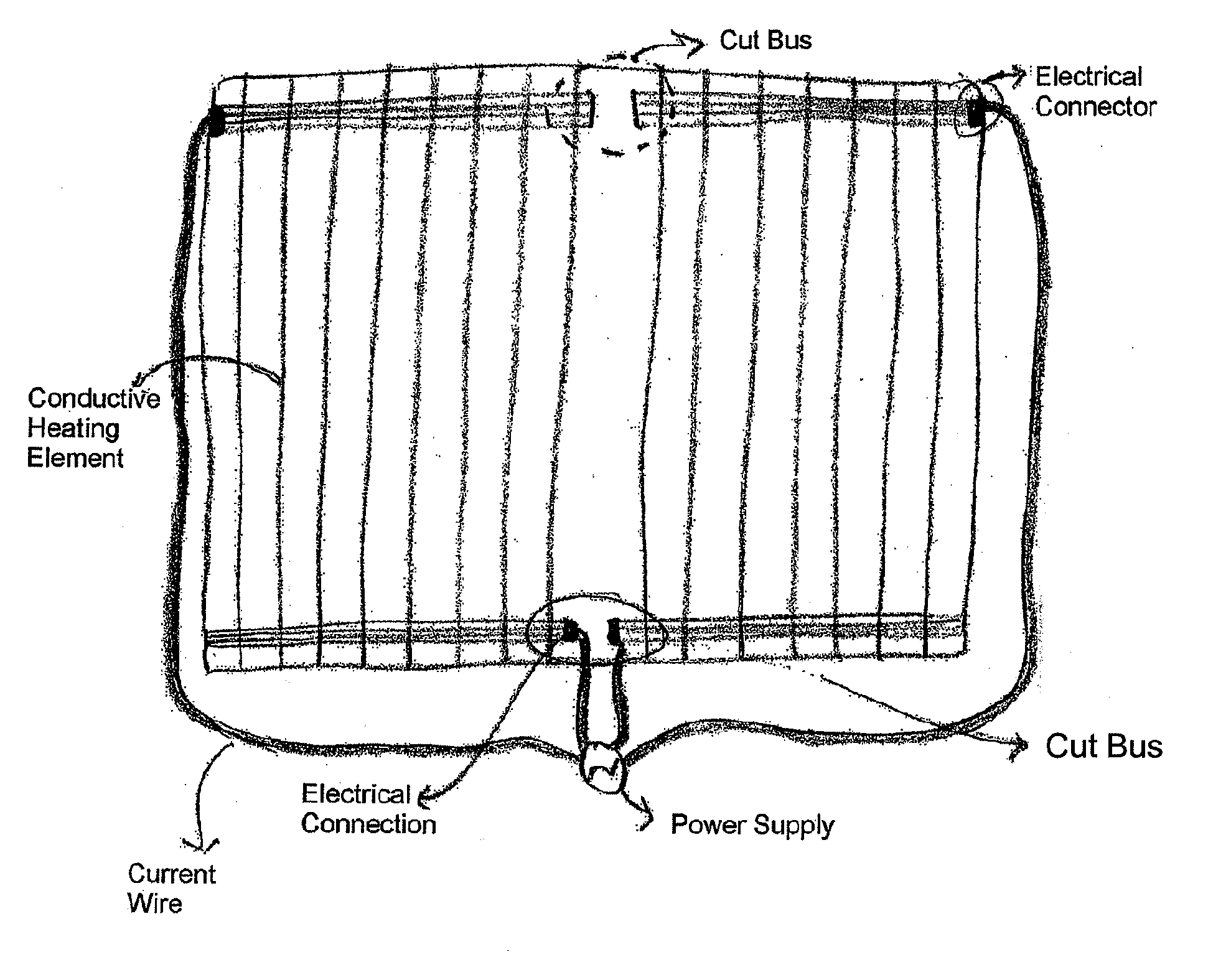 System and method for providing an asymmetrically or symmetrically distributed multi/single zone woven heated fabric system having an integrated bus