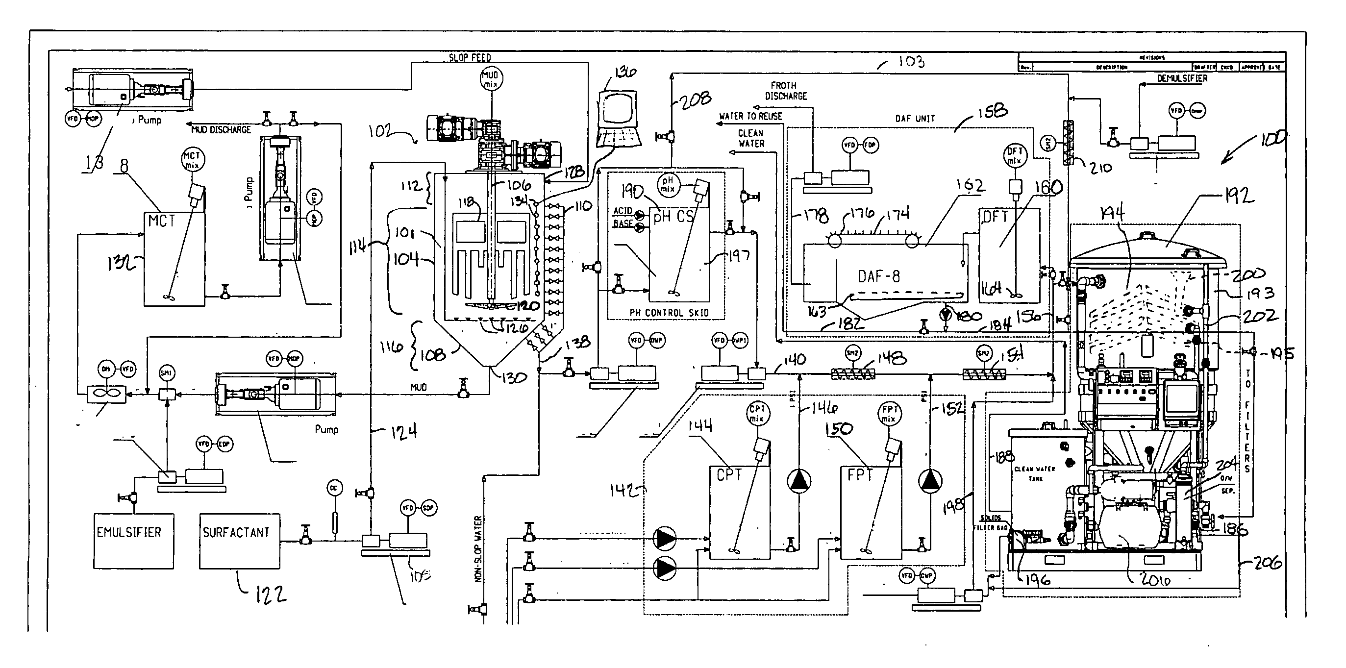 Apparatus for separation of water from oil-based drilling fluid and advanced water treatment