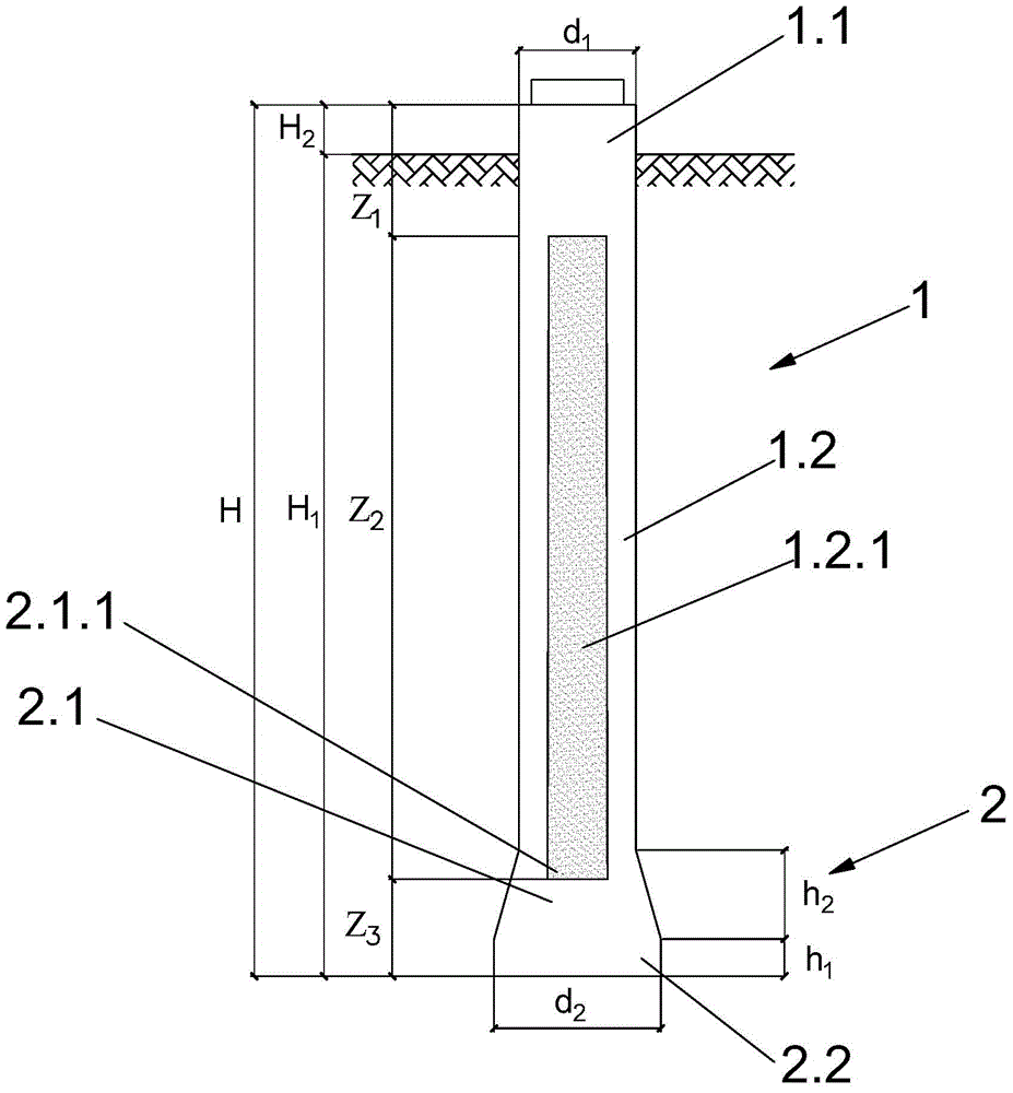 Hollow hole-digging foundation with major diameter and manufacture method thereof