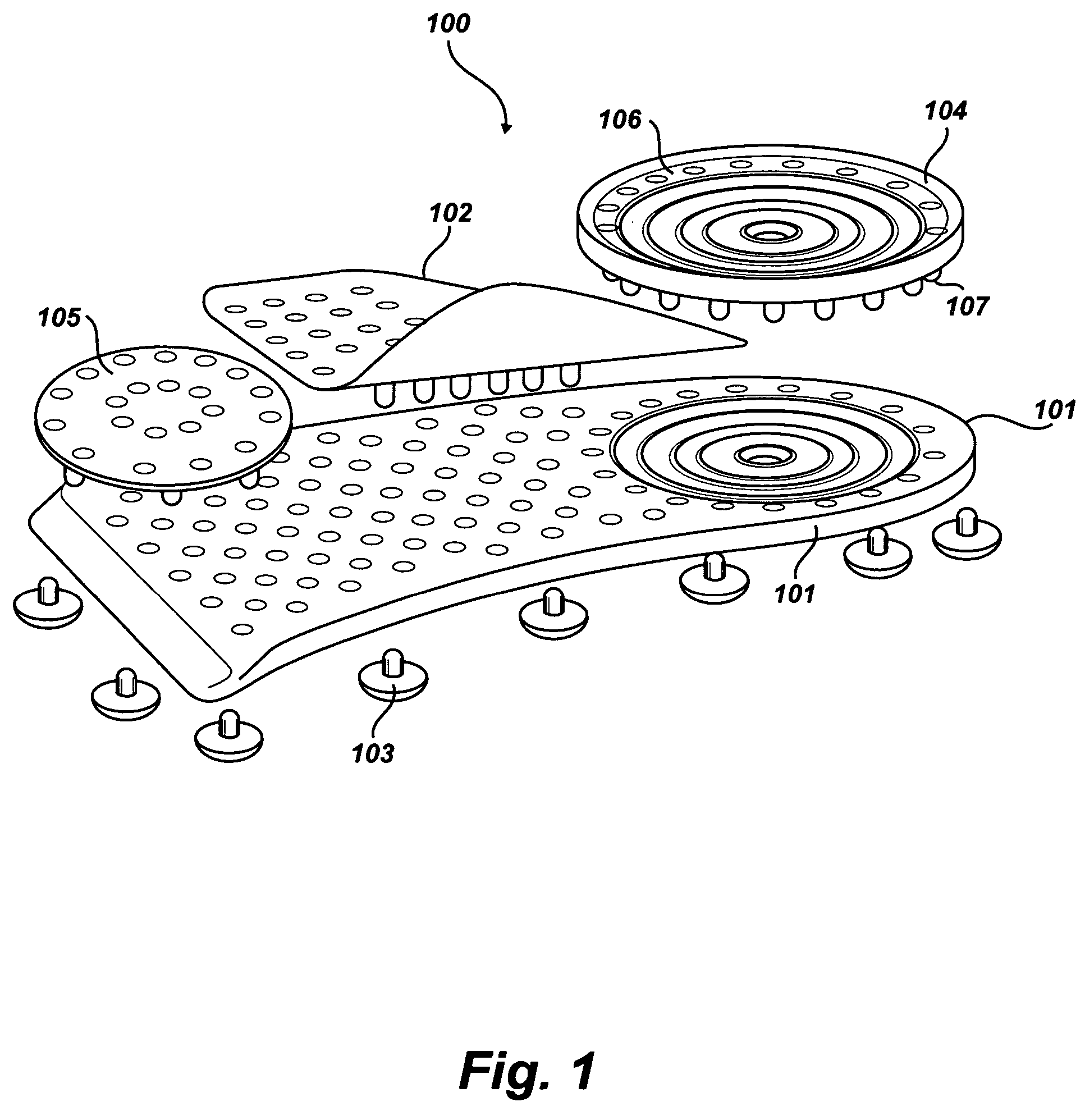 Soles with adjustable and interchangeable supports