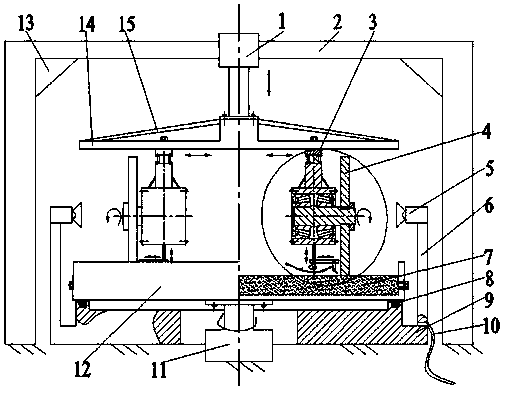 Water jet and corrosive liquid lower cutter ring wear test device and test method