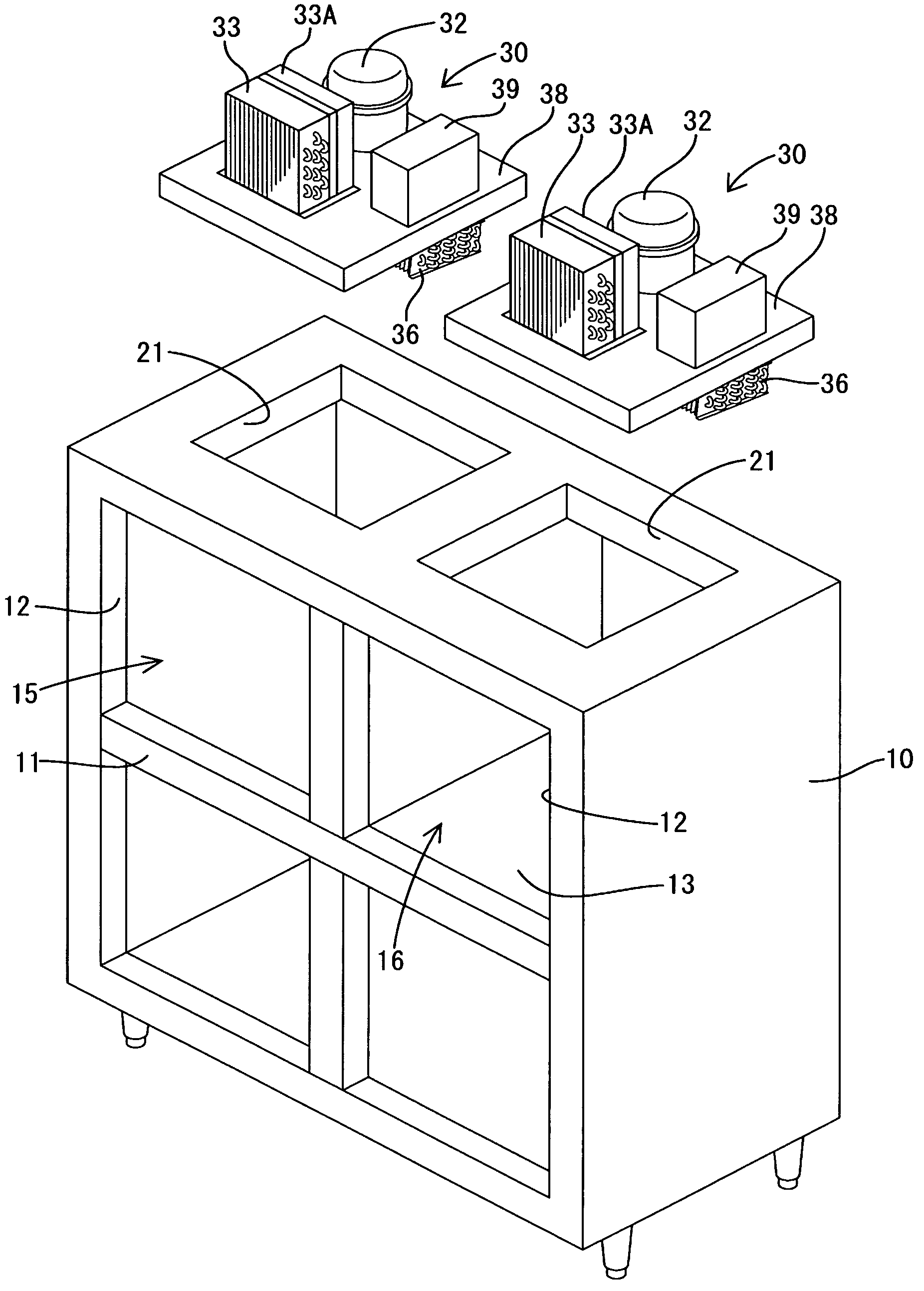 Refrigerating storage cabinet