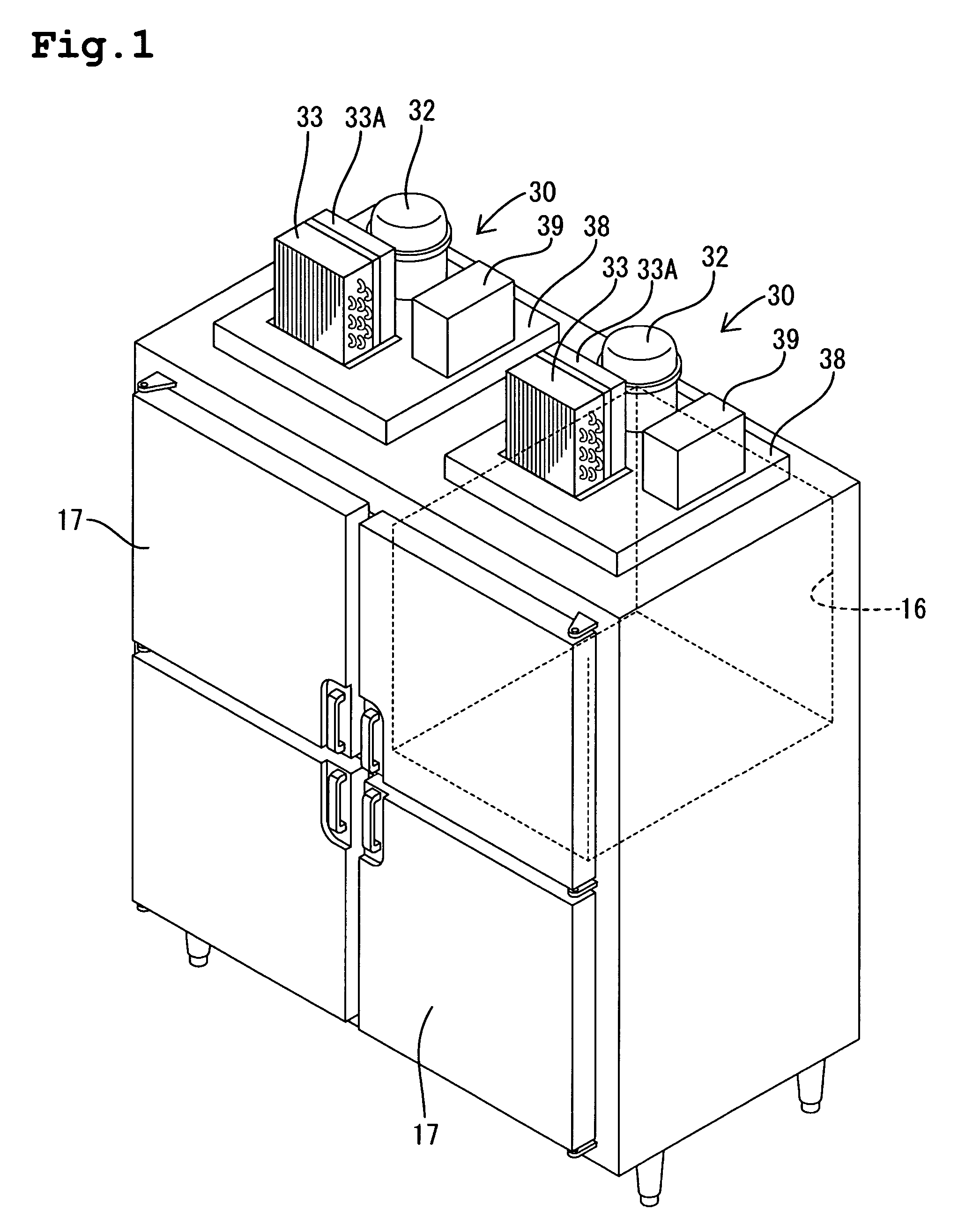 Refrigerating storage cabinet