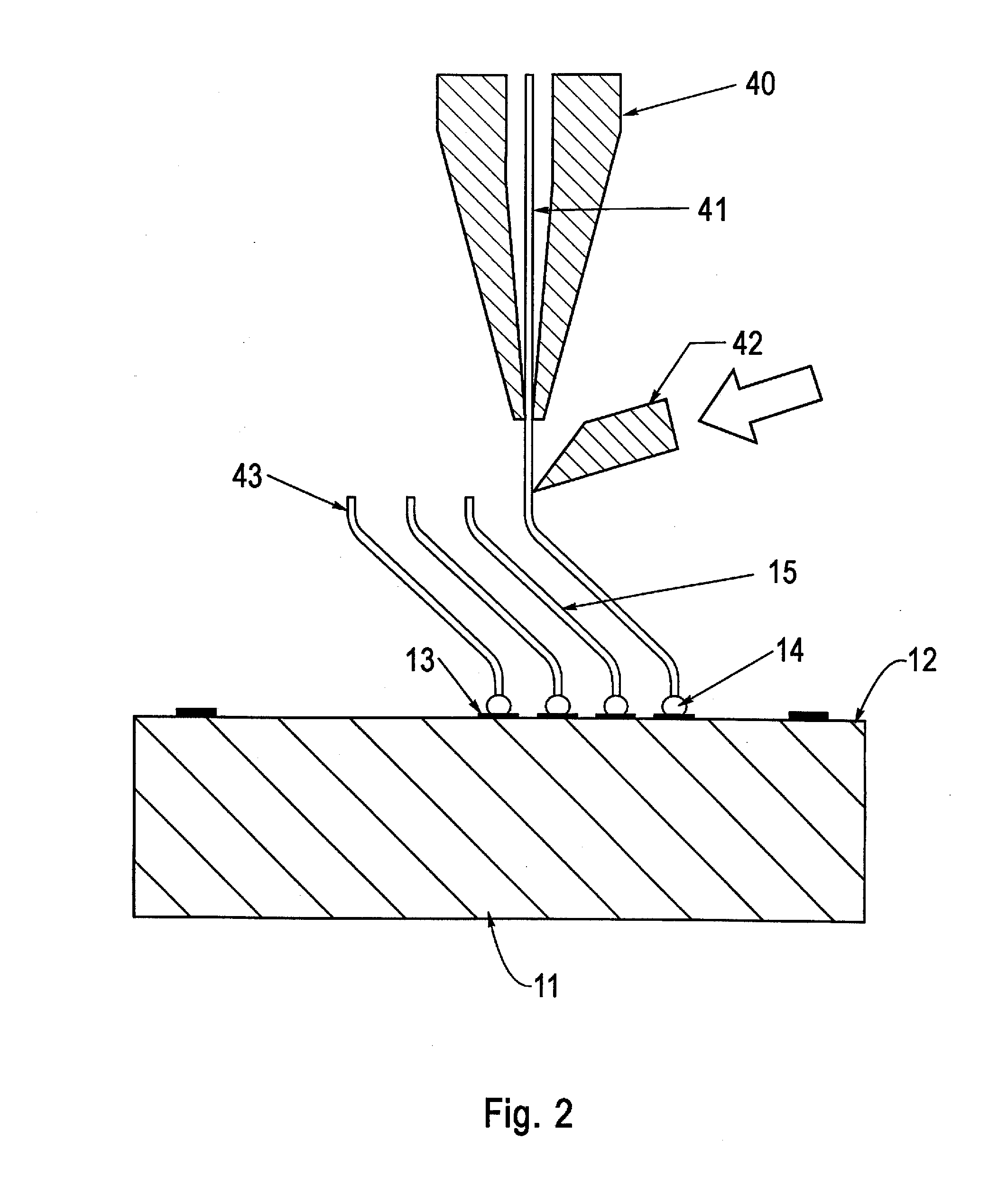 Probe structure having a plurality of discrete insulated probe tips projecting from a support surface, apparatus for use thereof and methods of fabrication thereof