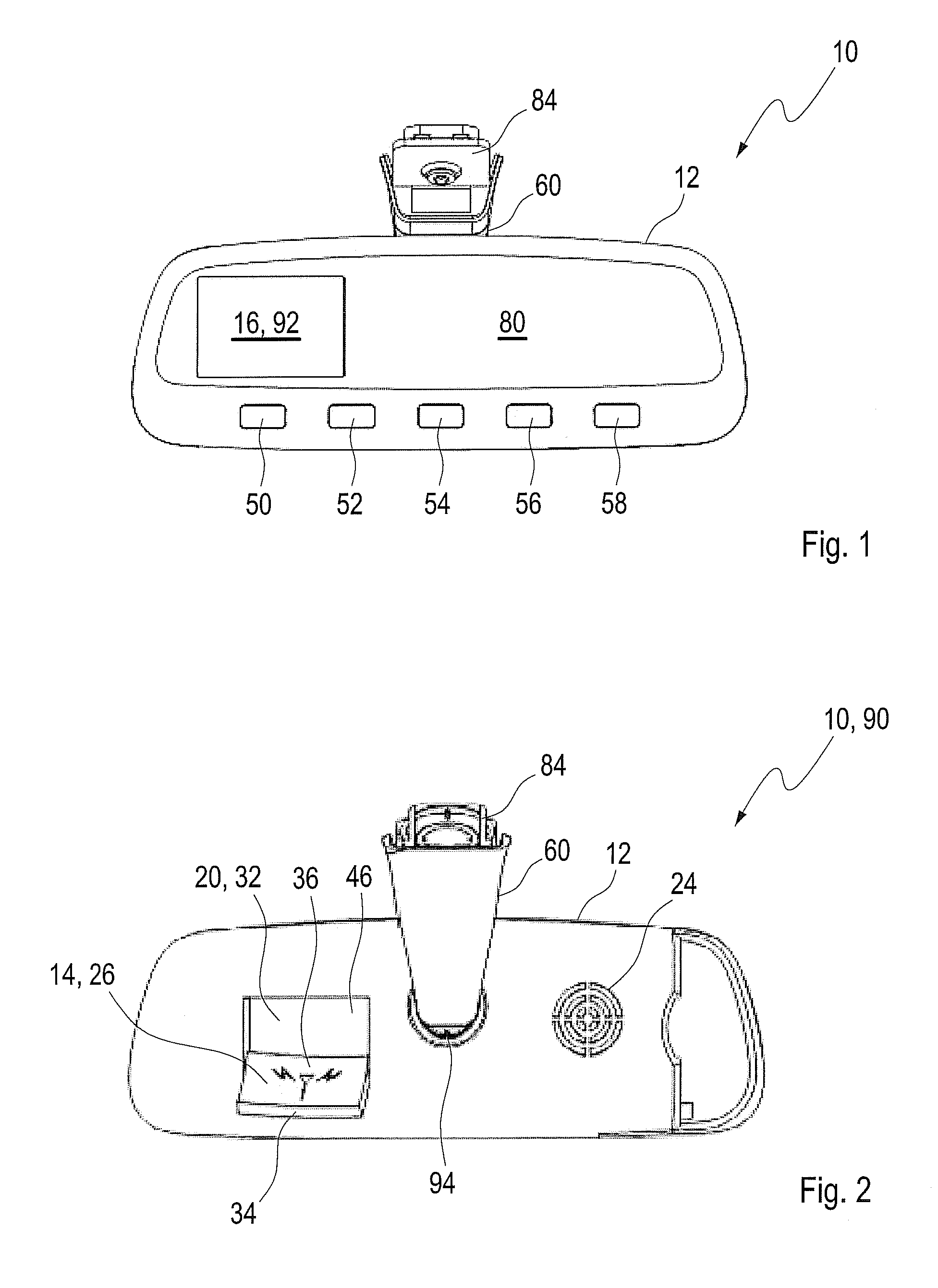 Rear view mirror for a vehicle with an antenna module and an electronic display module