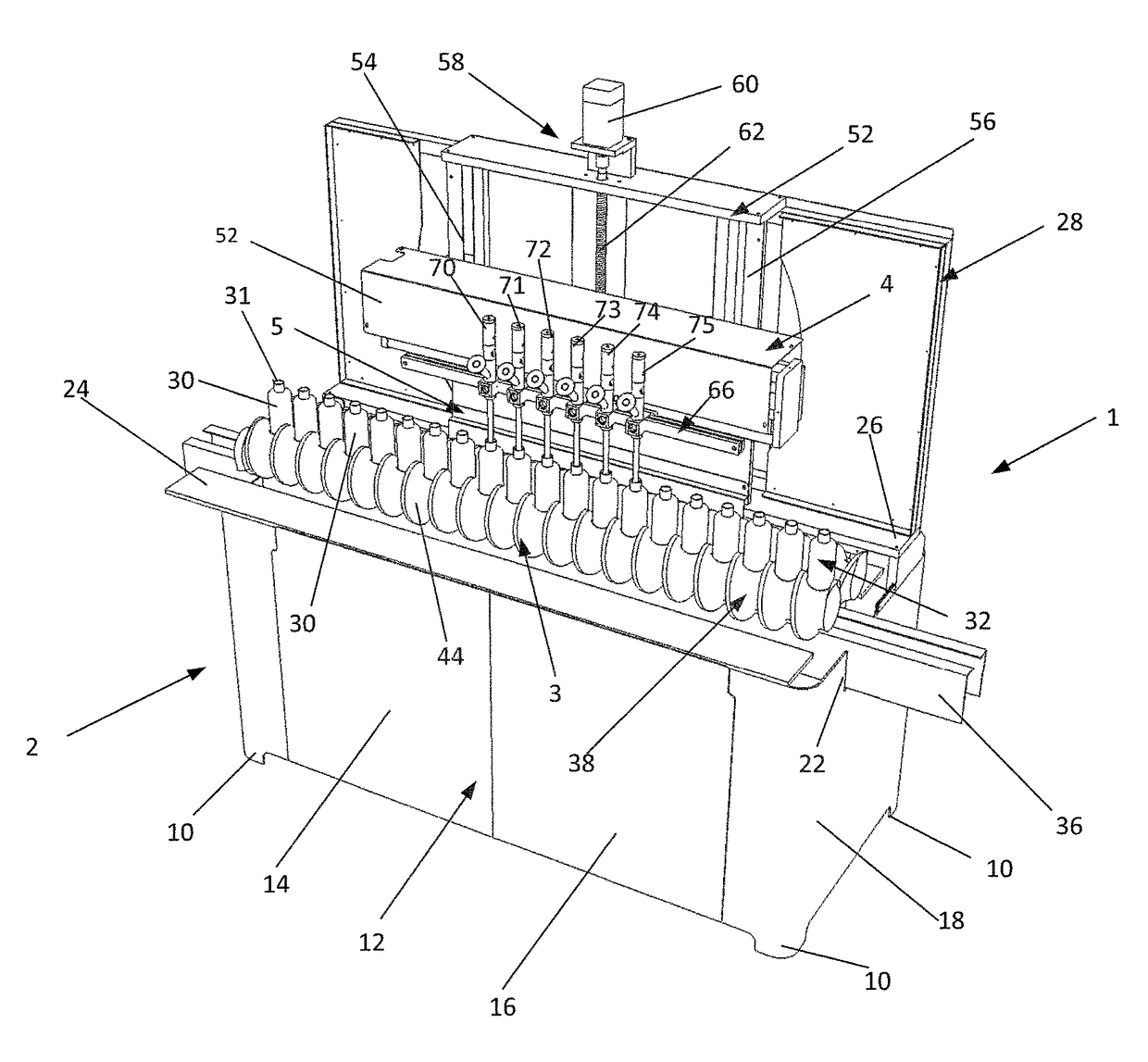 Continuous motion linear container filler