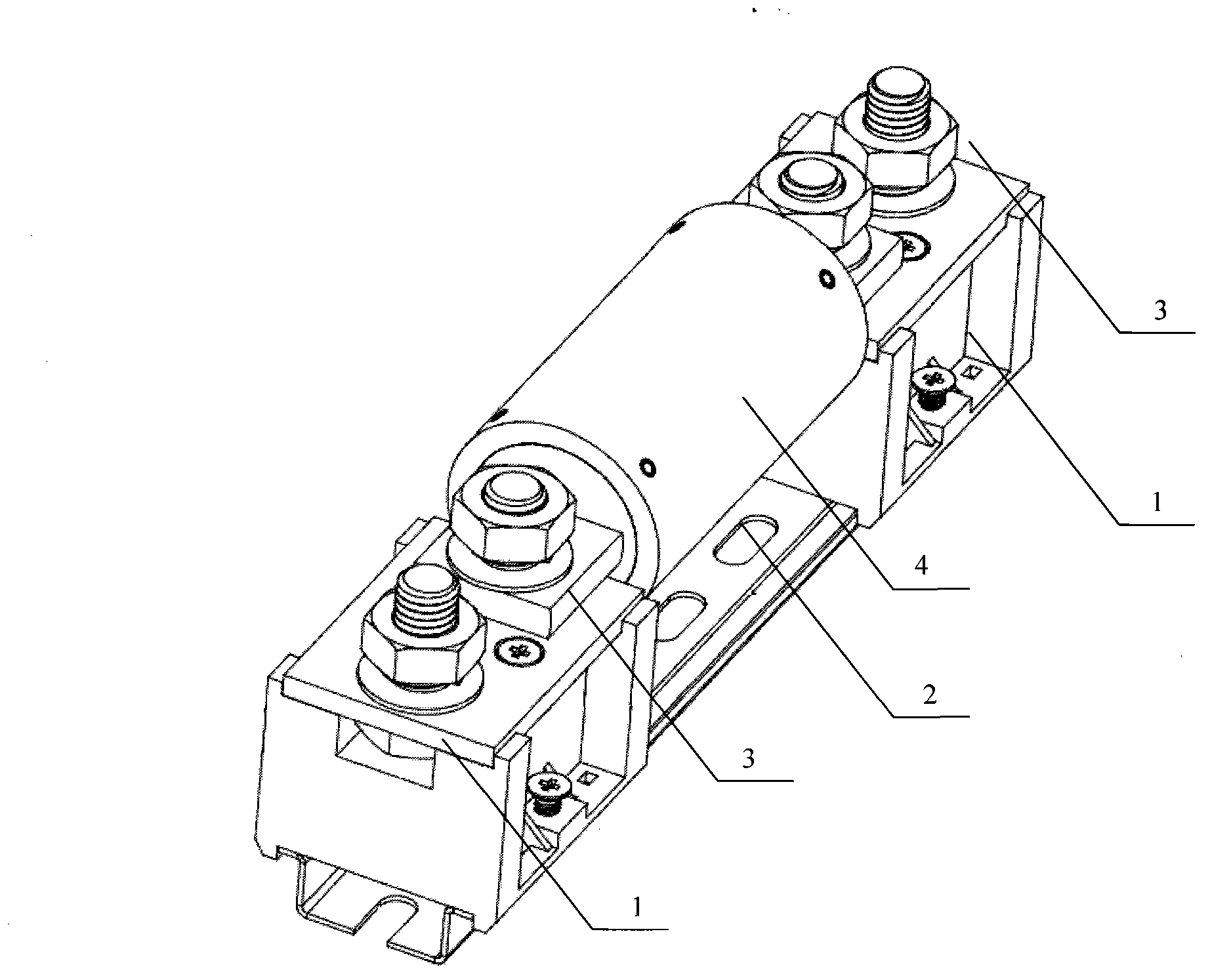 Fuse support piece (base) with DIN mobile guide rails