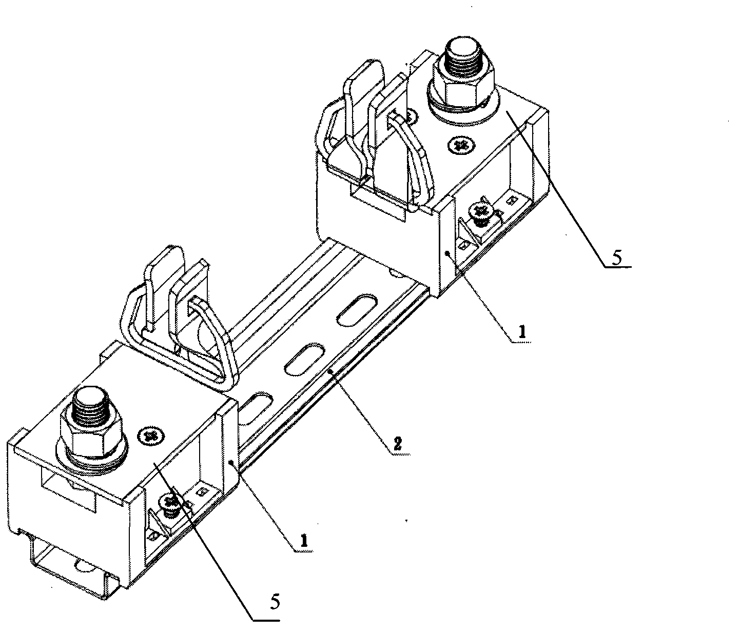 Fuse support piece (base) with DIN mobile guide rails