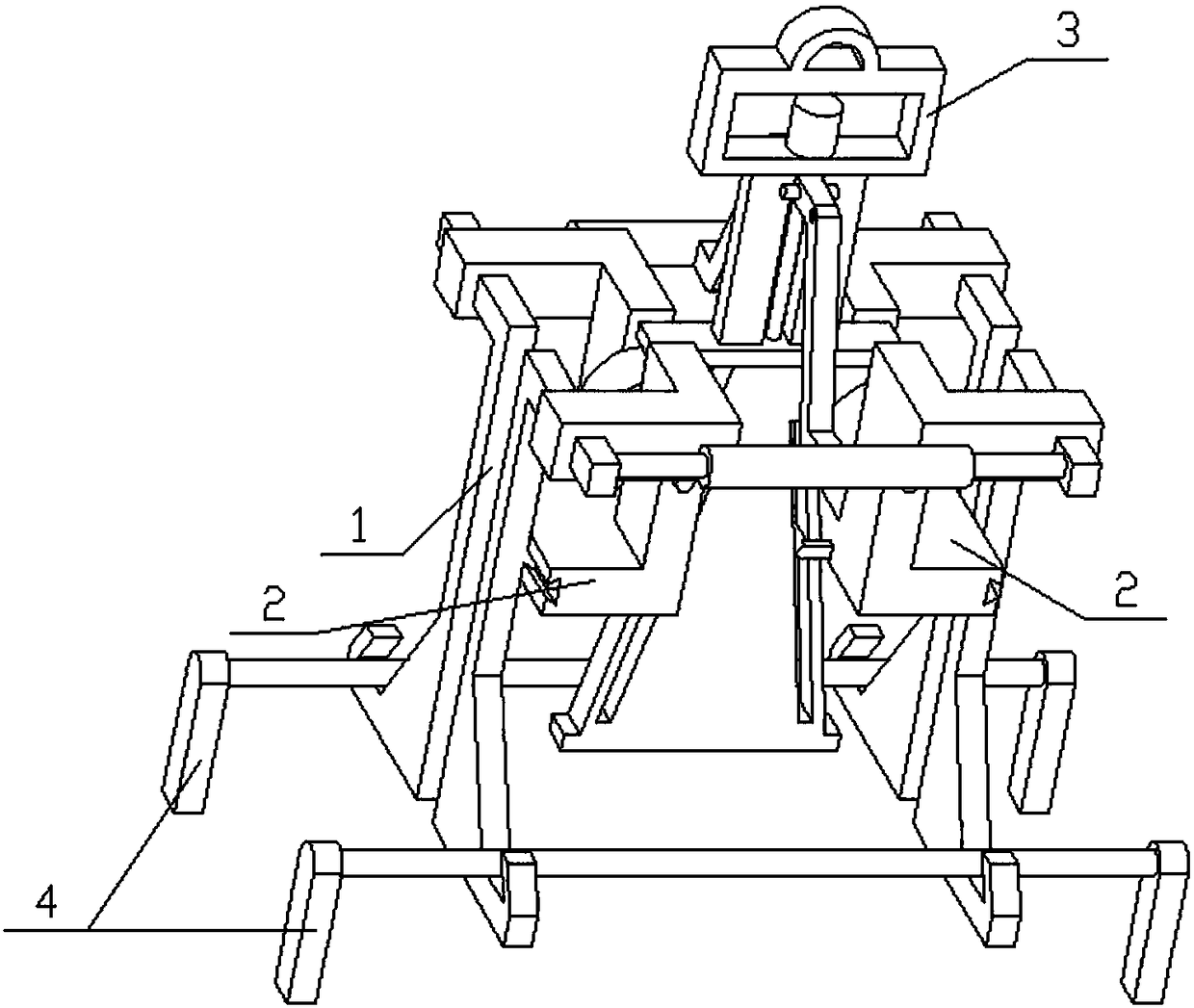 Folding industrial container hoisting device