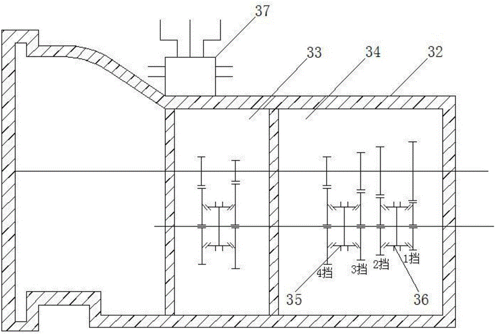 Electronic control pneumatic gear shifting device of tractor transmission