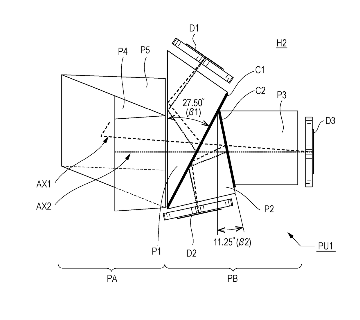 Three-plate optical system and projector