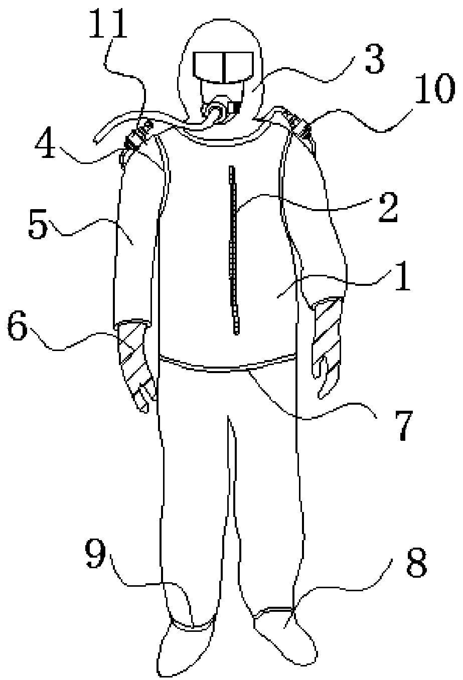 Sealing type protective clothing for biological safety experiment