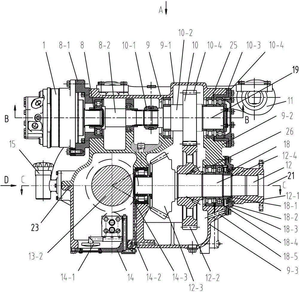 Hydraulic-hydraumatic comprehensive driving axle gear box