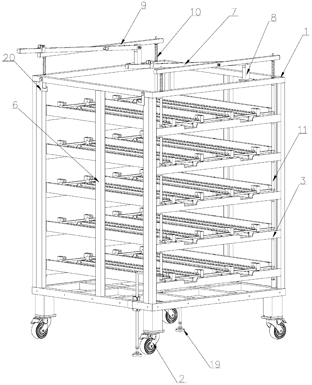 Server aging vehicle with fool-proof brake mechanism