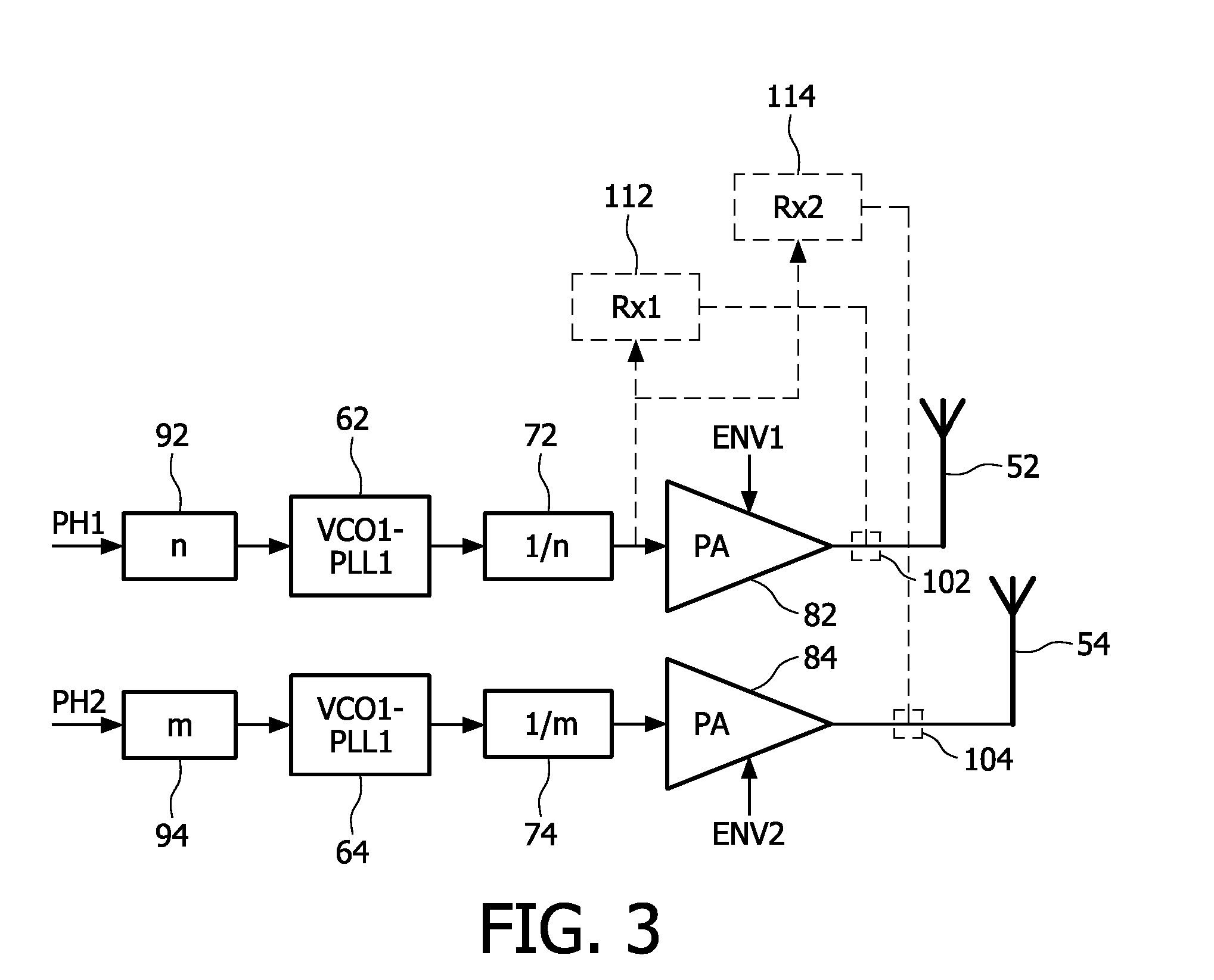 Multiple transmission apparatus with reduced coupling